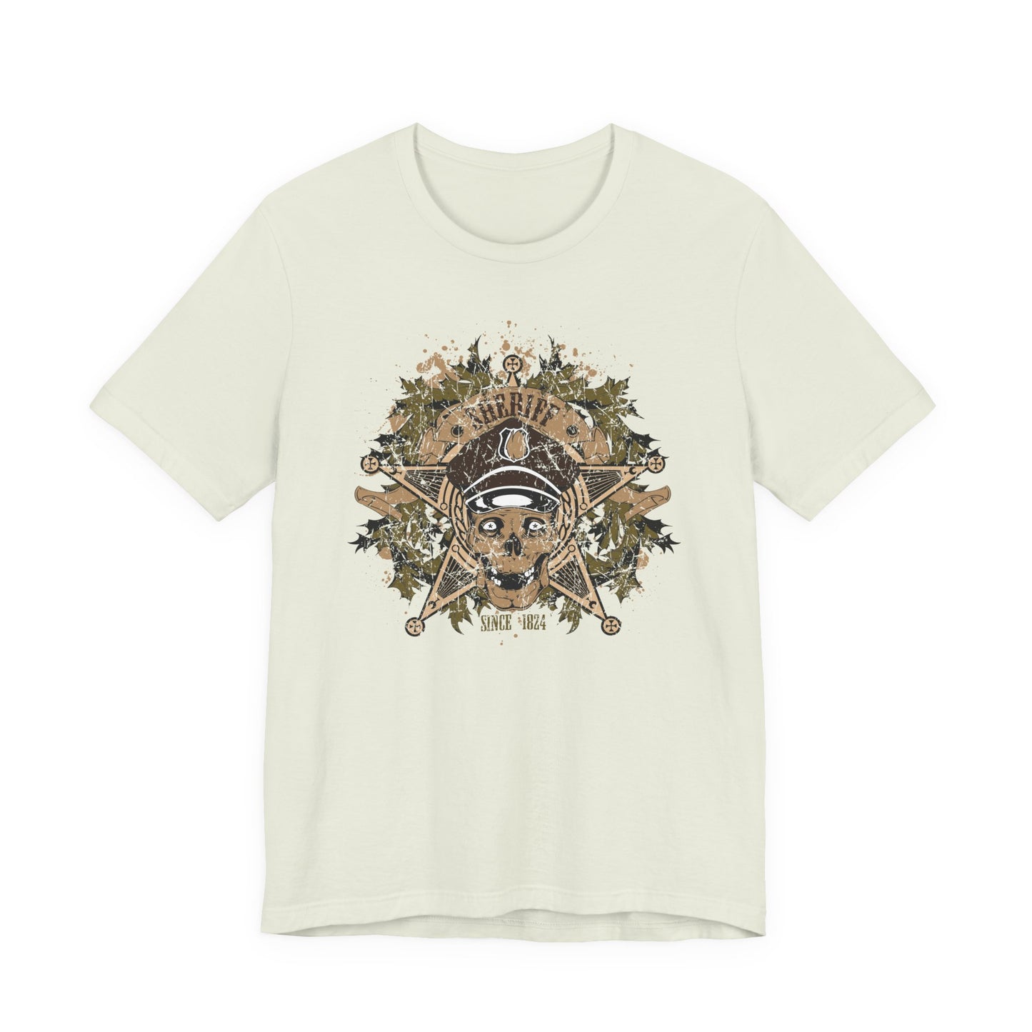 Skull Floral Emblem Graphic Unisex Cotton Tee Art-45