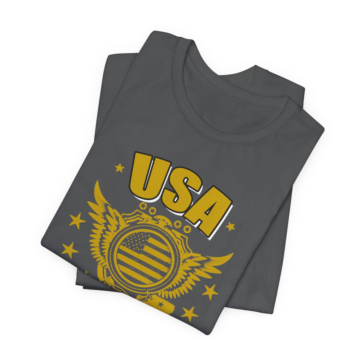 USA Veteran T-Shirt Military Emblem Winged Badge Stars Unisex Cotton v59