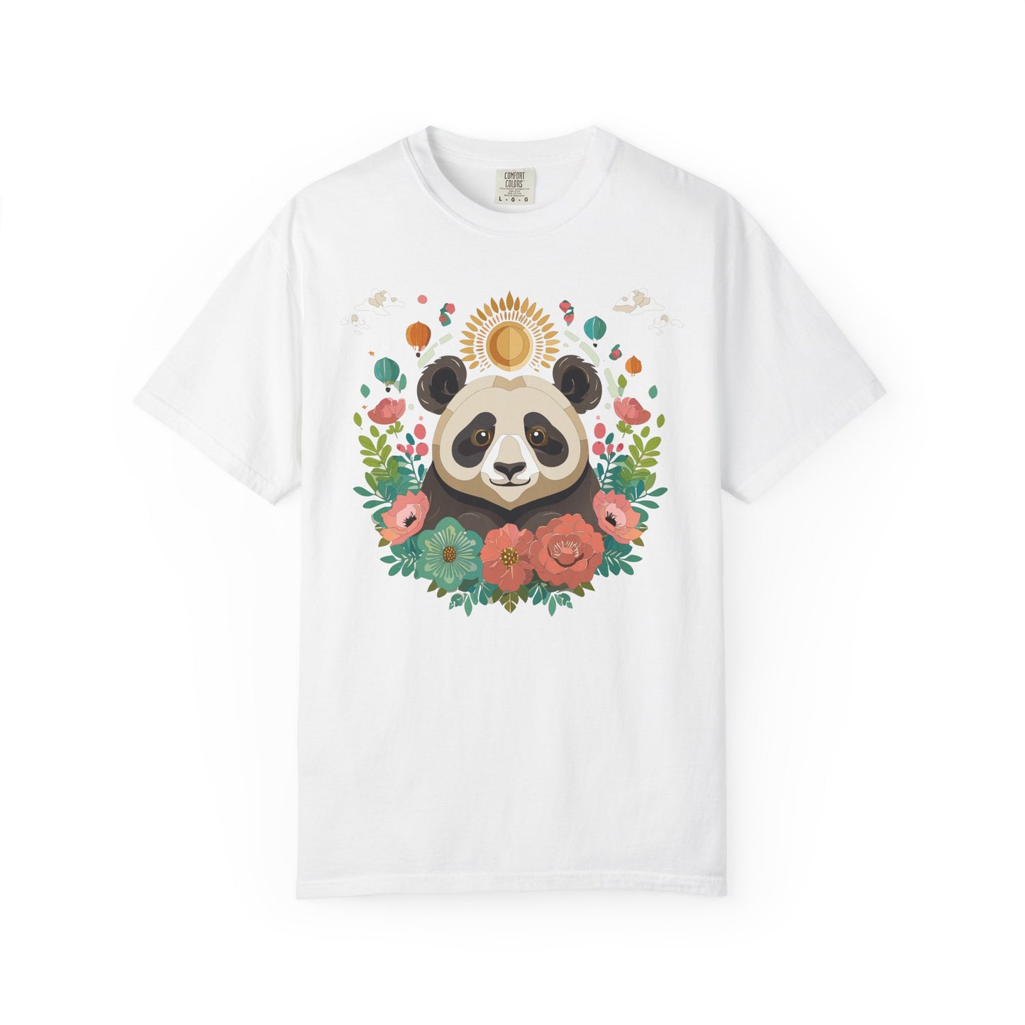 Panda Portrait T-Shirt Unisex Cotton Floral Chinese Graphic Circle Animal Art Tee p4