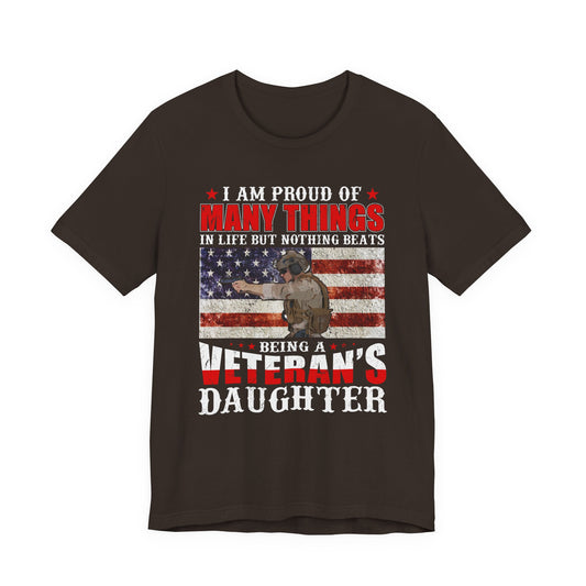 Veteran's Daughter T-Shirt American Flag Military Proud  Unisex Cotton Tee v28