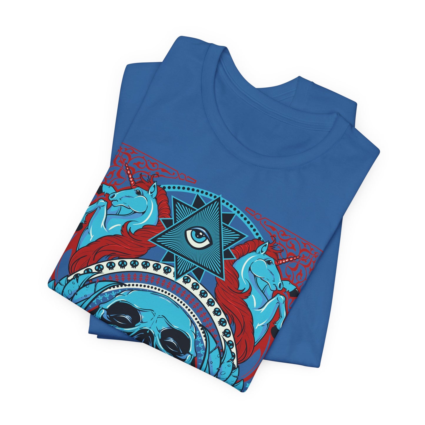 All-Seeing Skull Illustration Tee Winged Skull Third Eye Roses T-Shirt