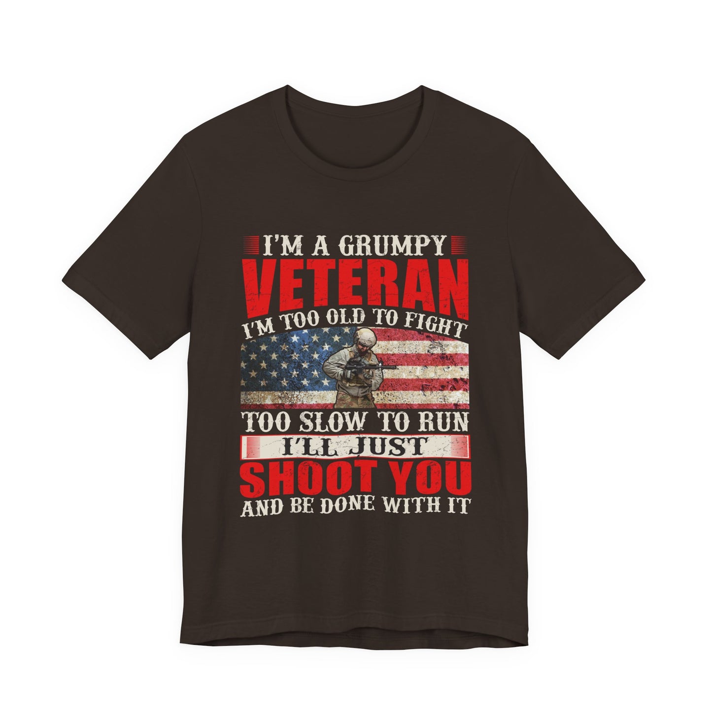 Grumpy Veteran Flag graphic Tee Veteran Patriotic Unisex Cotton Shirt v38