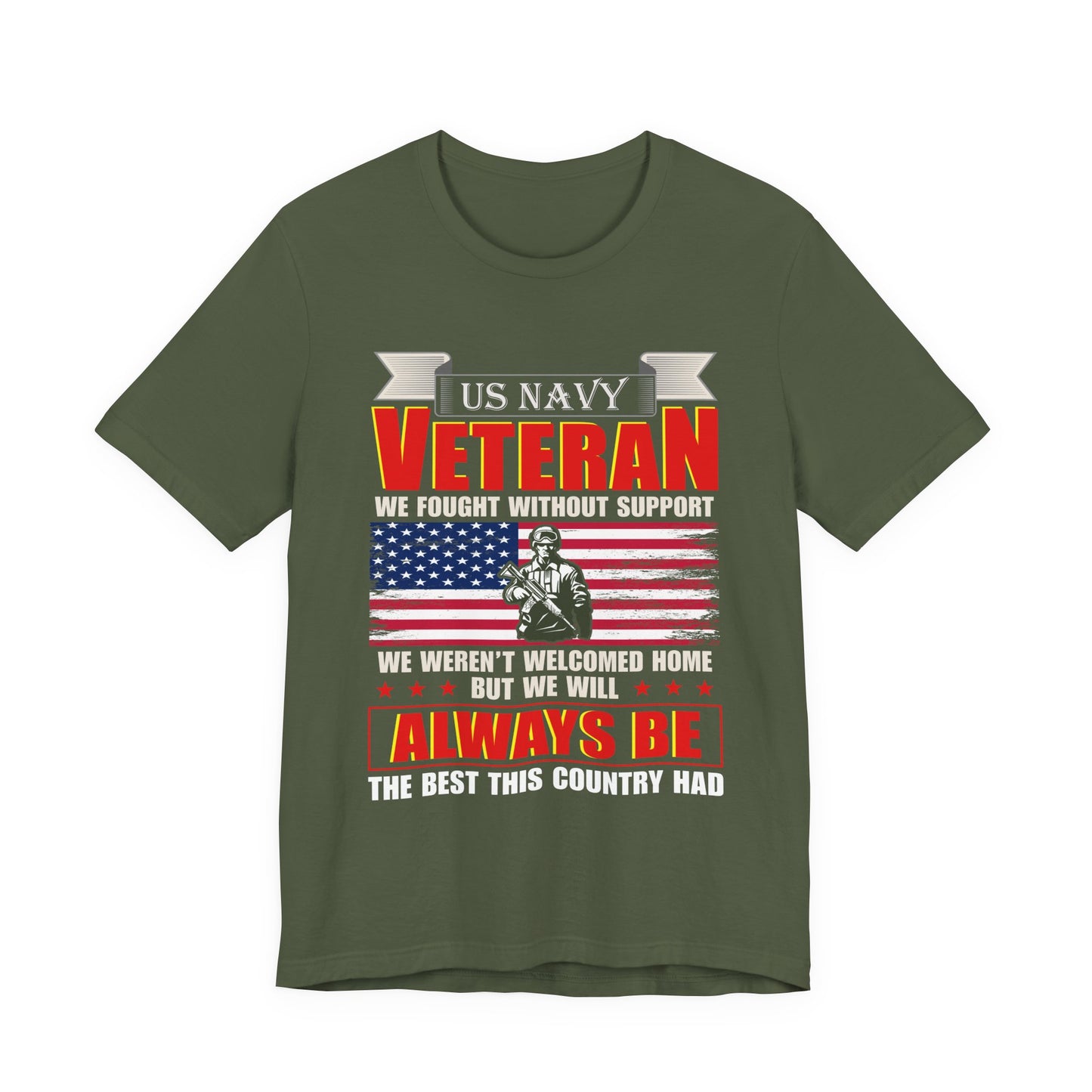 US Navy Veteran T-Shirt American Flag Soldier Graphic Patriotic Military Unisex Cotton v42