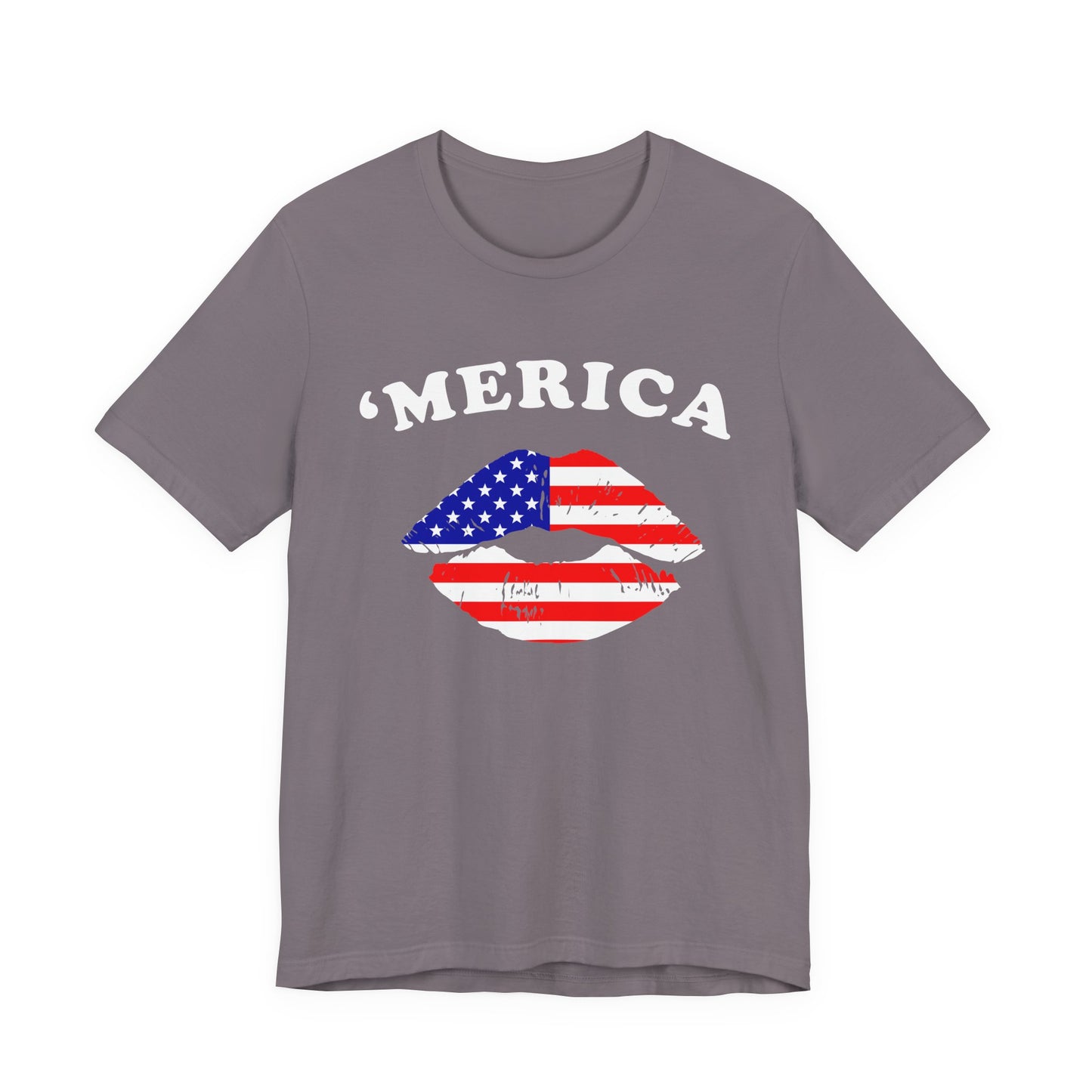 American Flag Lip Graphic Unisex Cotton T-Shirt a9
