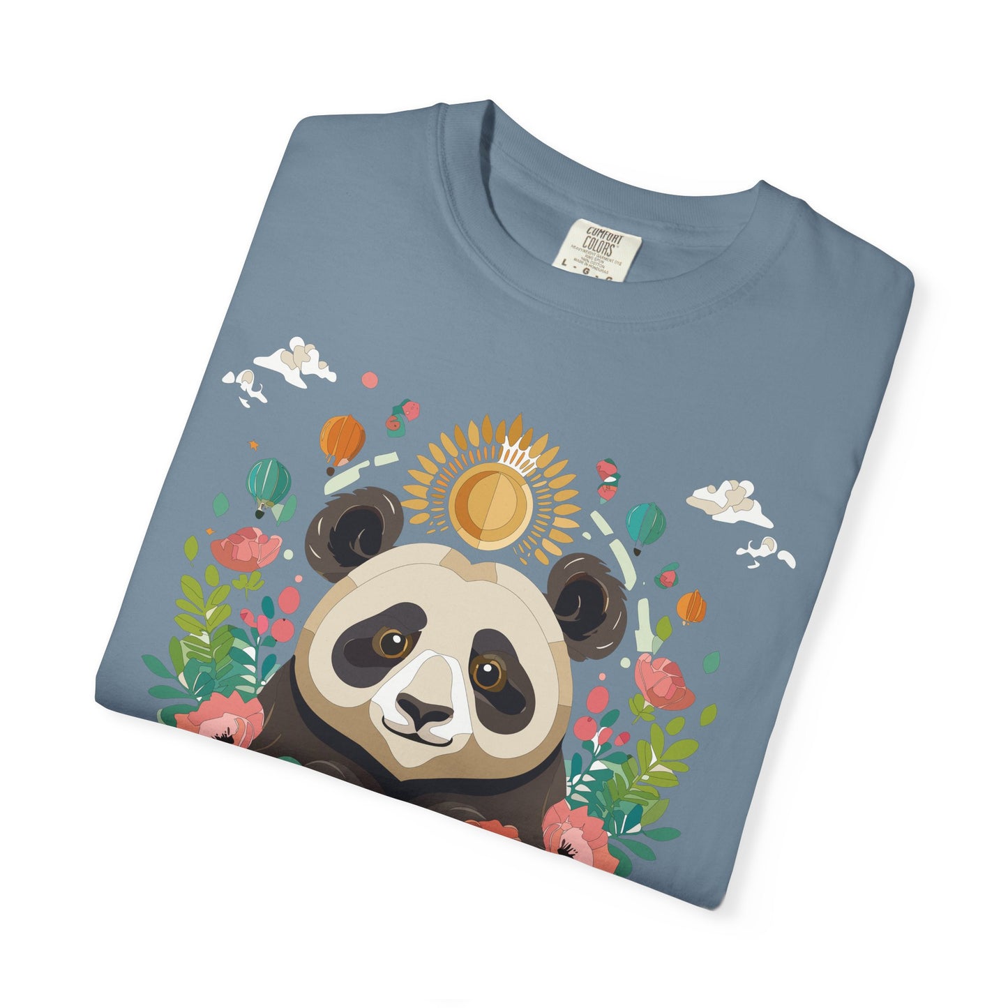 Panda Portrait T-Shirt Unisex Cotton Floral Chinese Graphic Circle Animal Art Tee p4