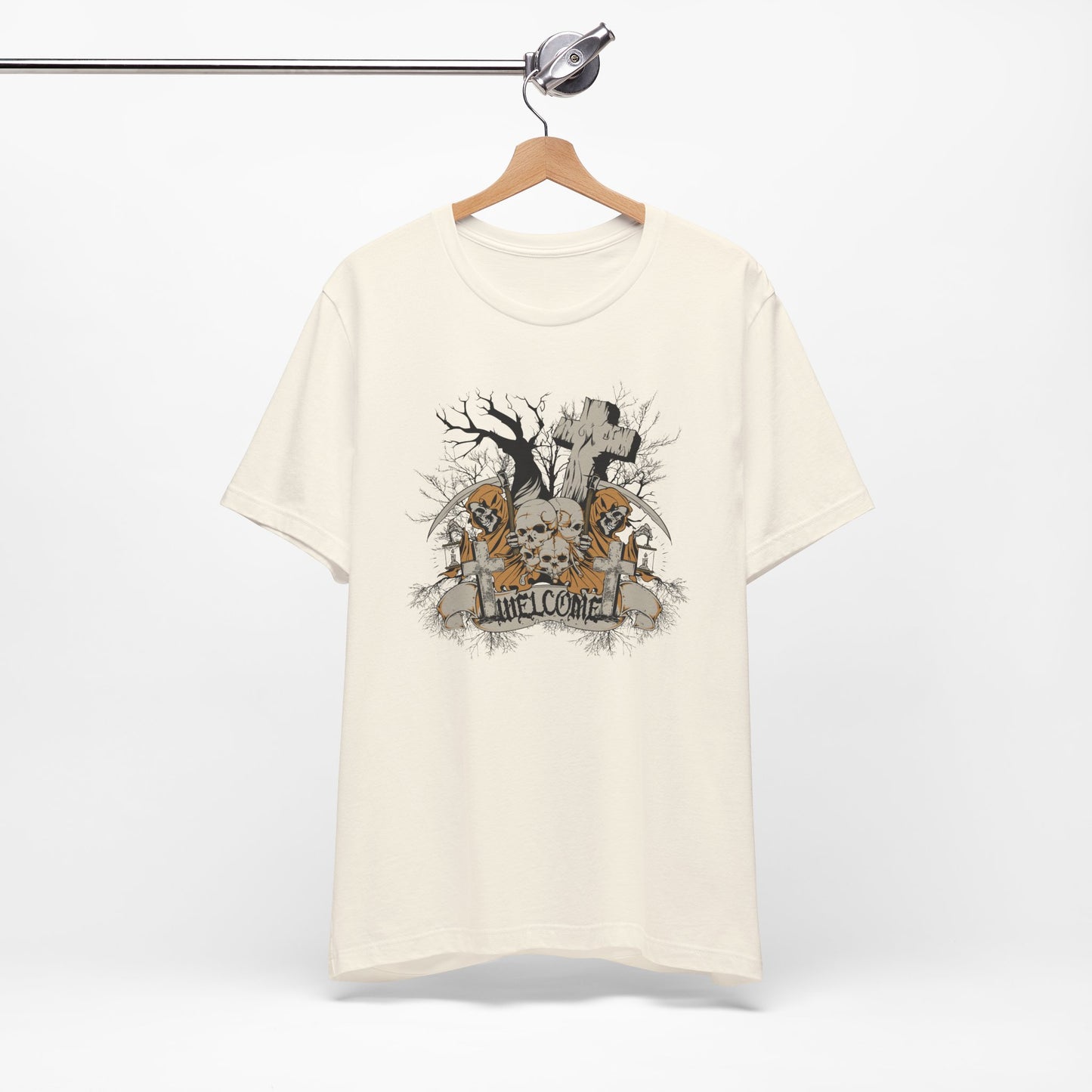 Skull Halloween Graphic Design Unisex Cotton T-Shirt Art-50