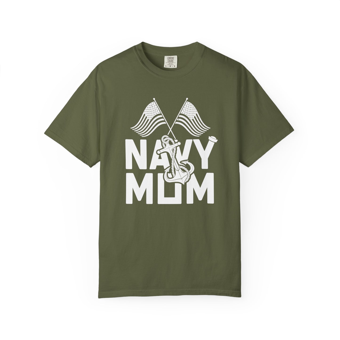 Navy Mom T-shirt Mother's Day Mama Tee Unisex Comfort Colors Garment-Dyed Cotton h20