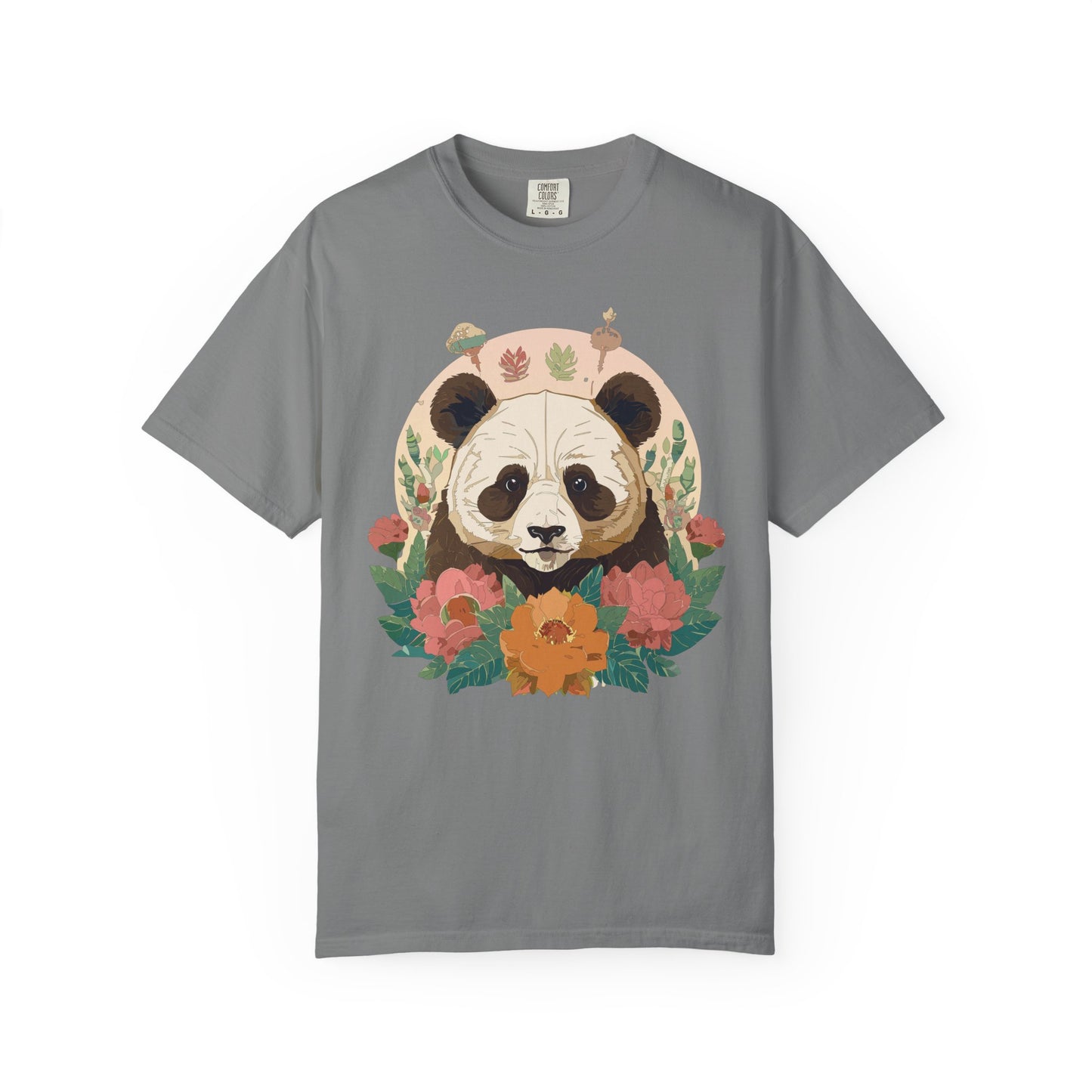 Panda Portrait T-Shirt Unisex Cotton Floral Chinese Graphic Circle Animal Art Tee p2