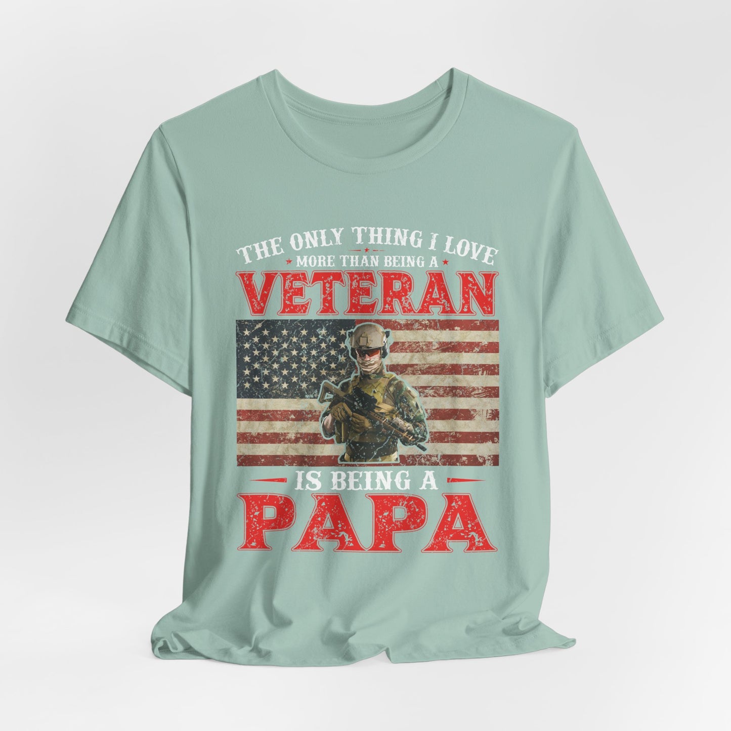 Veteran with American Flag Papa T-Shirt Military Grandpa Unisex Cotton Tee v30