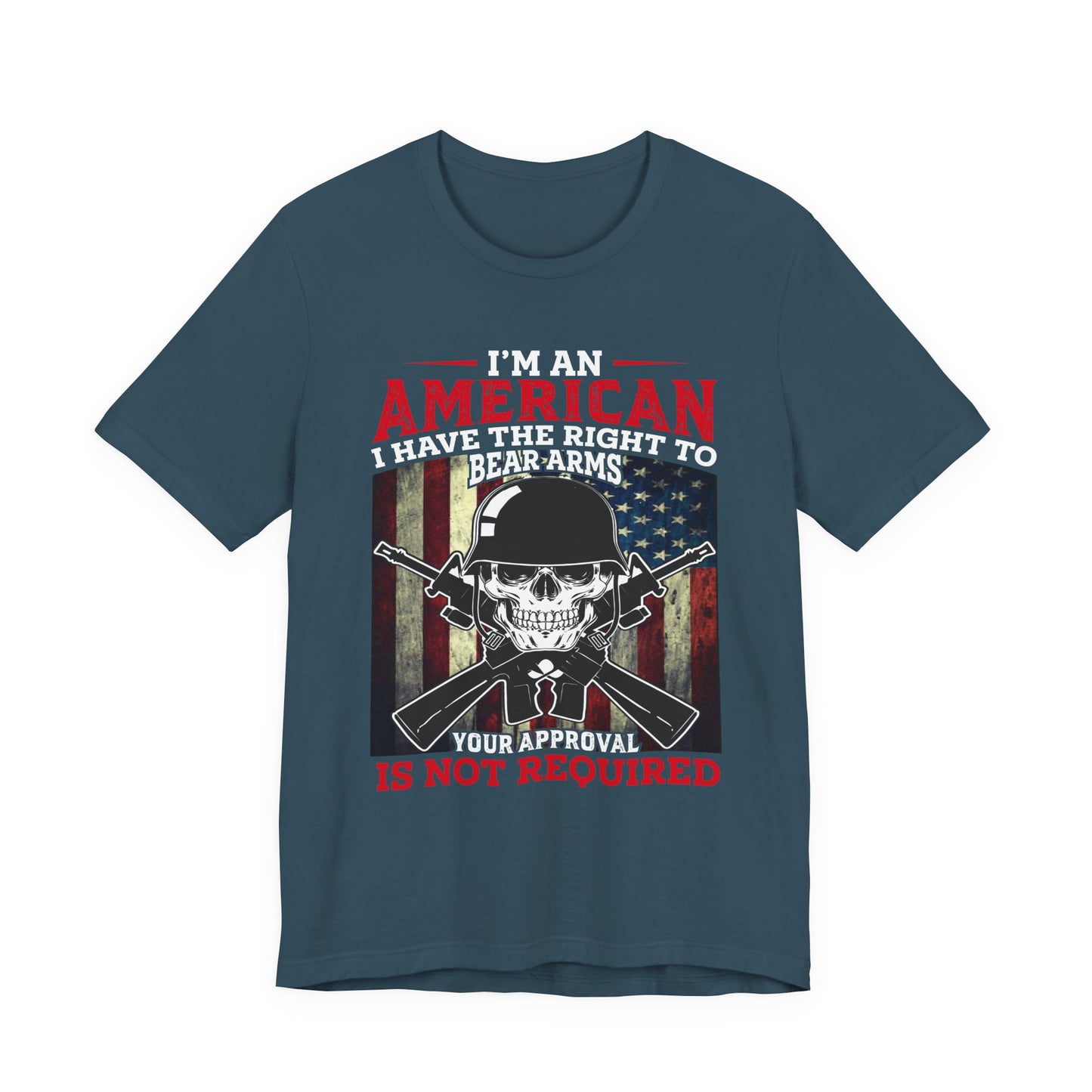 American Skull with Guns T-Shirt 2nd Amendment Flag Unisex Cotton Tee v29