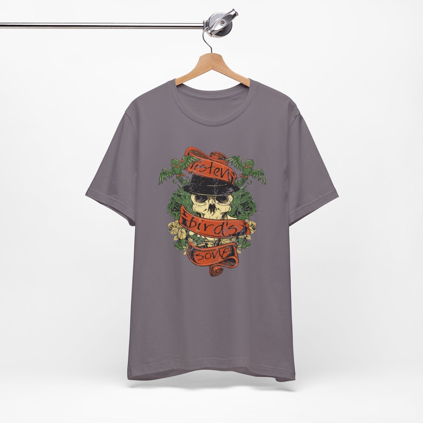 Skull Floral Tattoo Style Graphic Design Unisex Cotton T-Shirt Art-38
