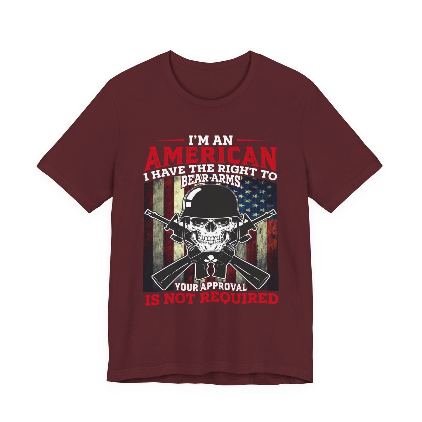 American Skull with Guns T-Shirt 2nd Amendment Flag Unisex Cotton Tee v29