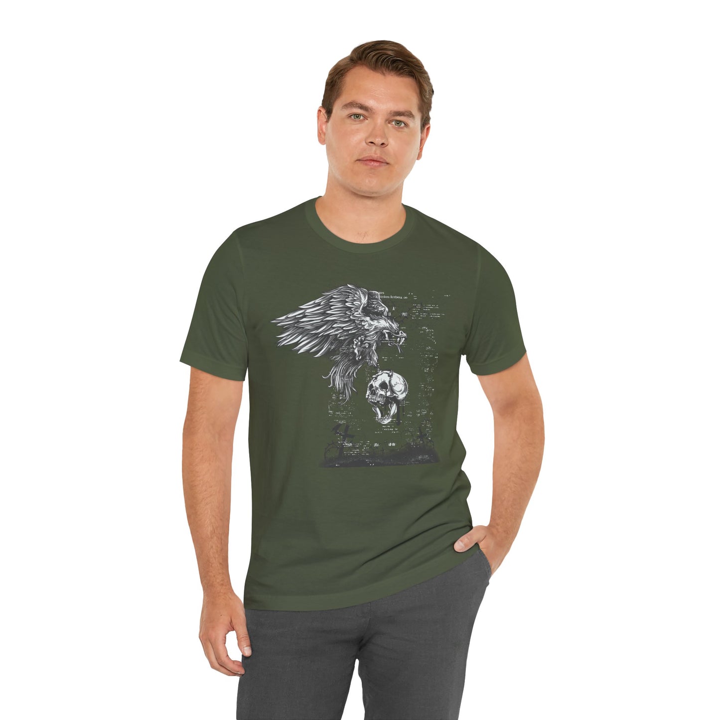 Raven and Skull Illustration Graphic Unisex Cotton T-Shirt r19