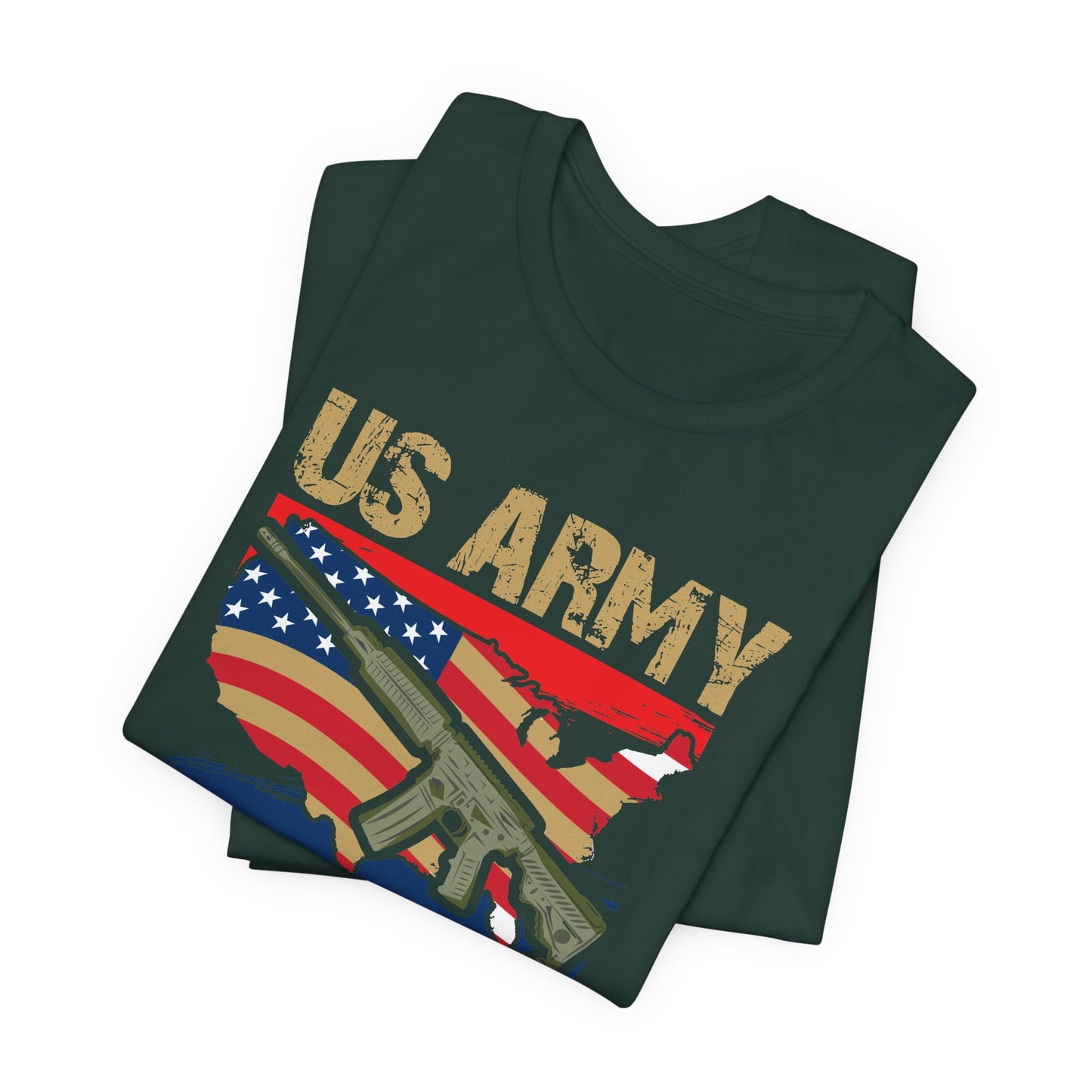 US Army Proud Veteran T-Shirt American Flag Rifle Military Unisex Cotton Tee v17