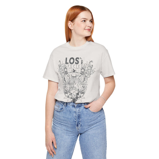 Lost Species Tee Floral Wildlife Illustration Rock Band T-Shirt A-7