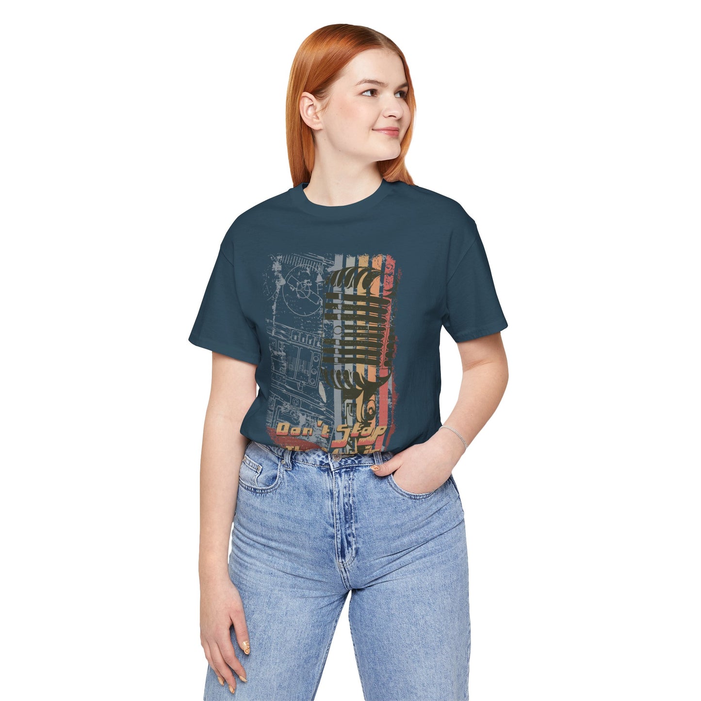 Retro Microphone Graphic Unisex Cotton T-Shirt r9