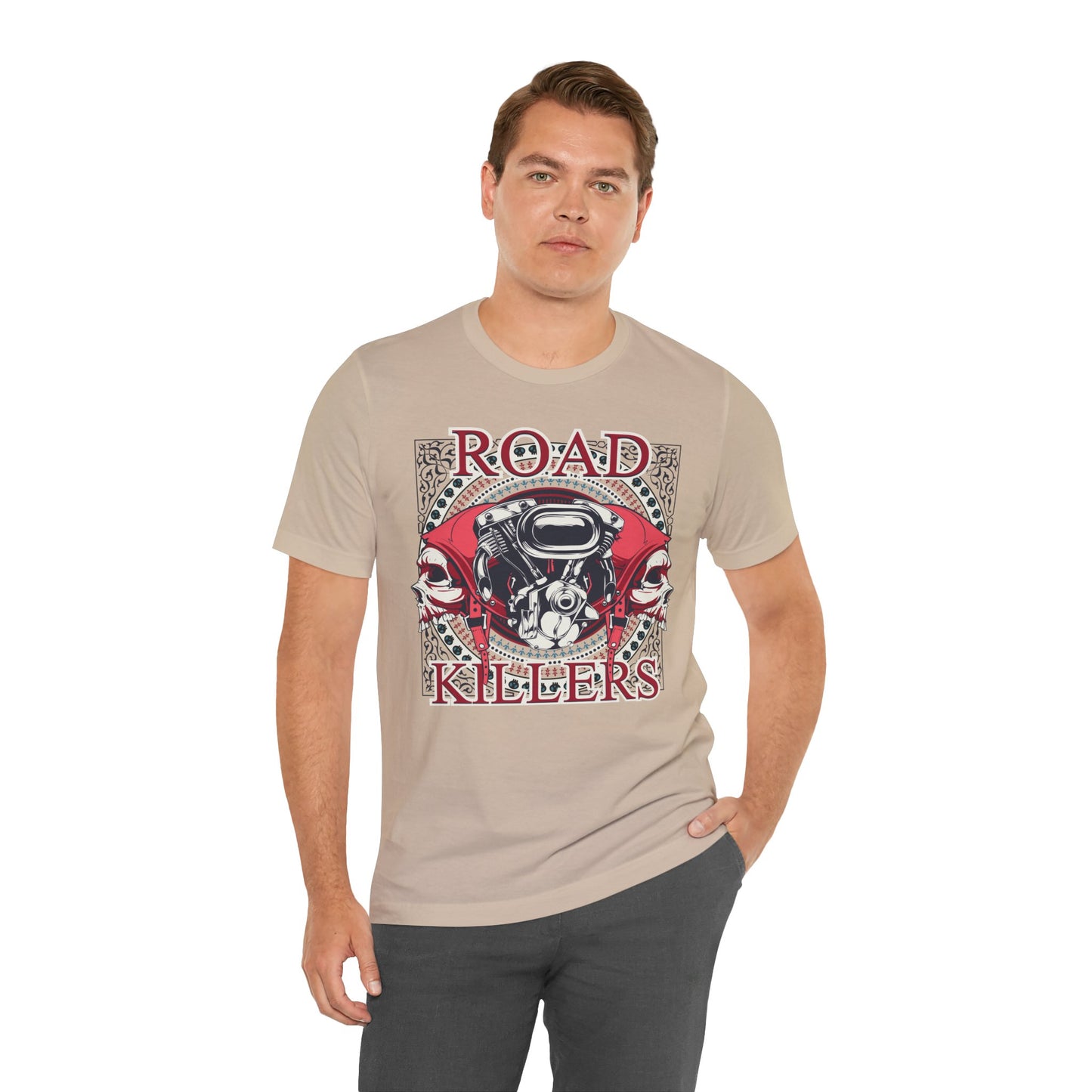 Dark Road Motorcycle Helmet Skull Tee Biker graphic t-shirt G-1