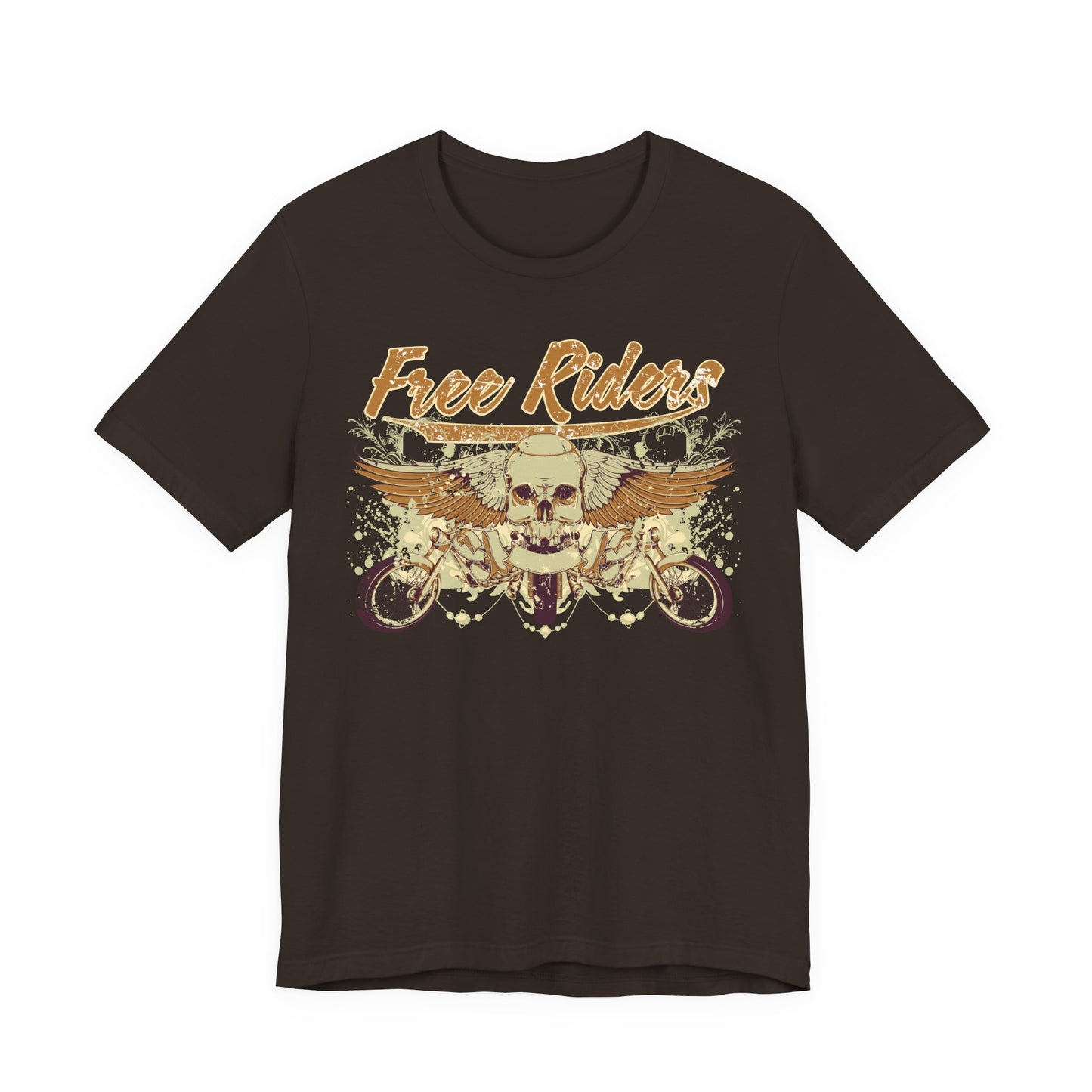Free Riders Skull Motorcycle Tee Biker Graphic Art Design T-Shirt A-1