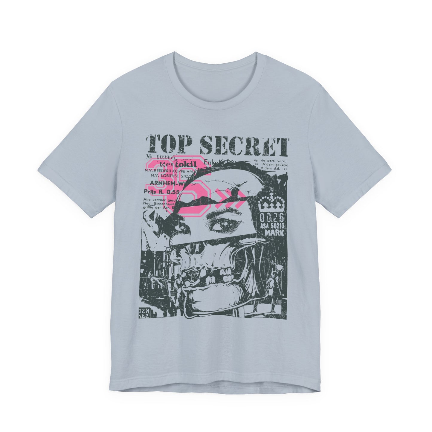Top Secret Skull Face Tee Grunge Graphic T-Shirt Retro Collage A-6