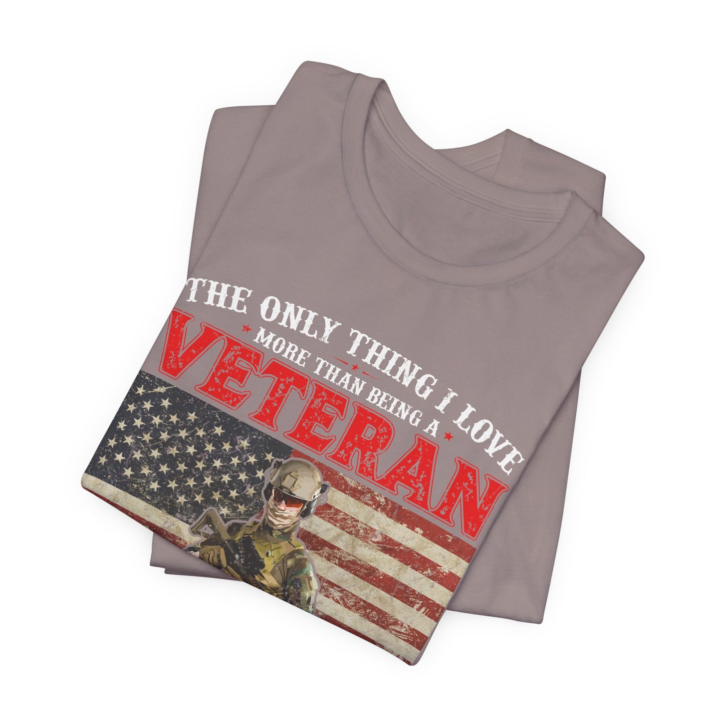 Veteran with American Flag Papa T-Shirt Military Grandpa Unisex Cotton Tee v30