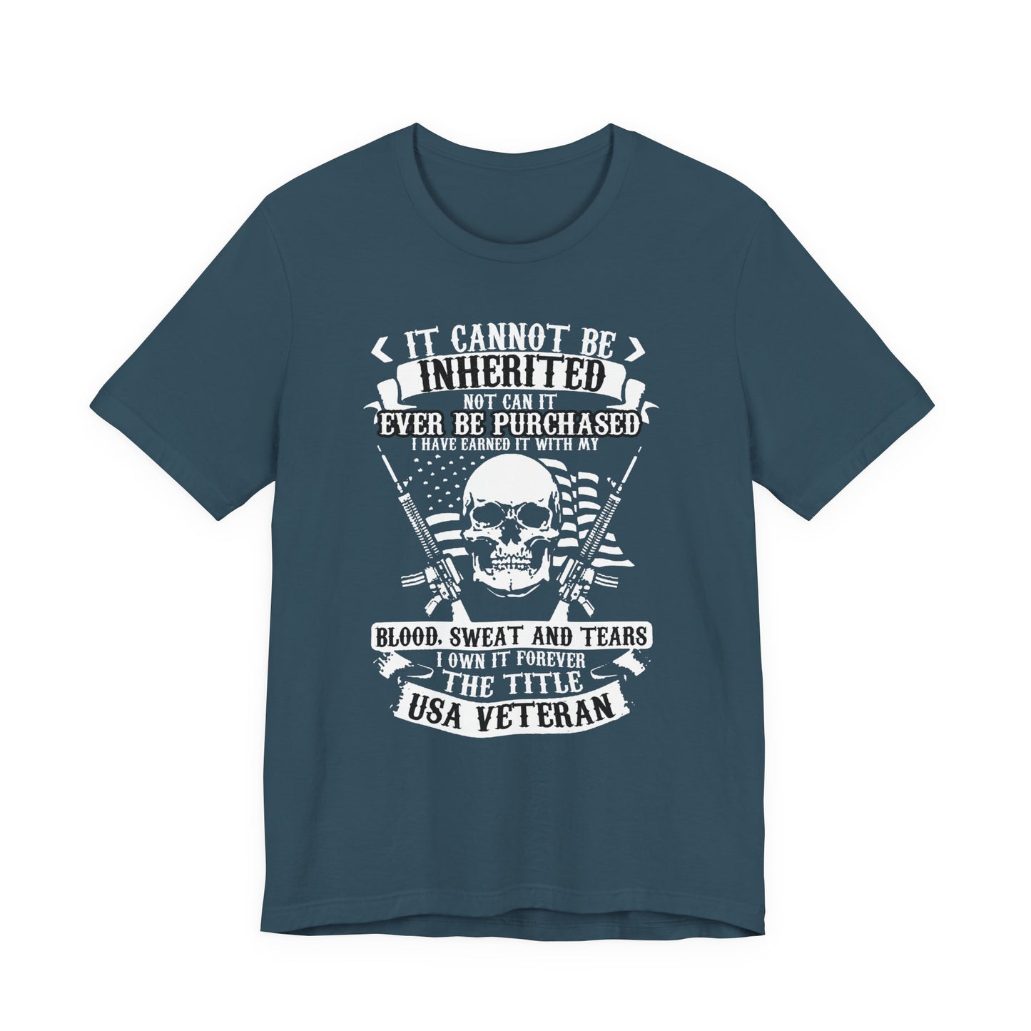USA Veteran skull flag crossed rifles T-Shirt Military pride Unisex Cotton tee v54