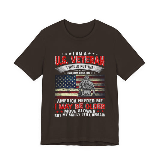 I Am A U.S. Veteran shirt American Flag Military Veteran Unisex Cotton Tee v25