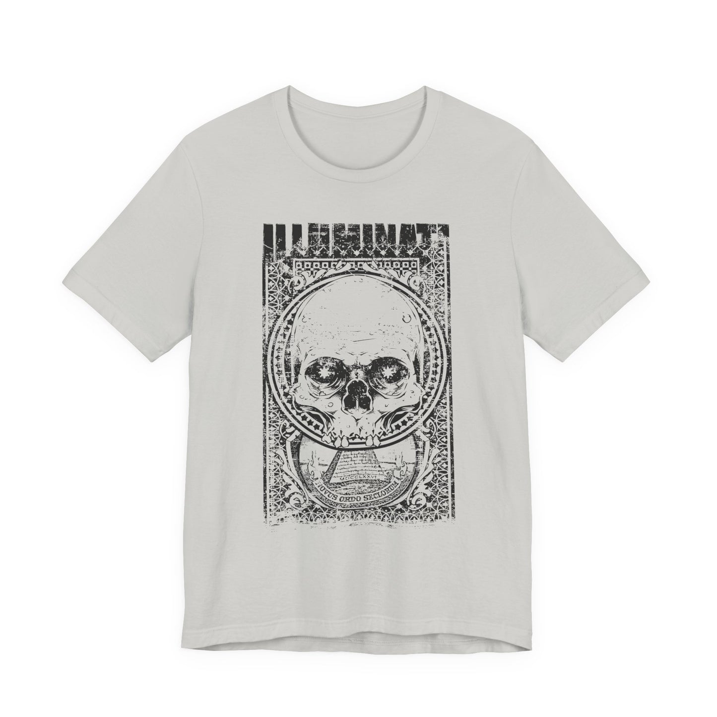 Skull Circle Graphic T-Shirt Vintage Etching Illustration Art Design Tee A-9