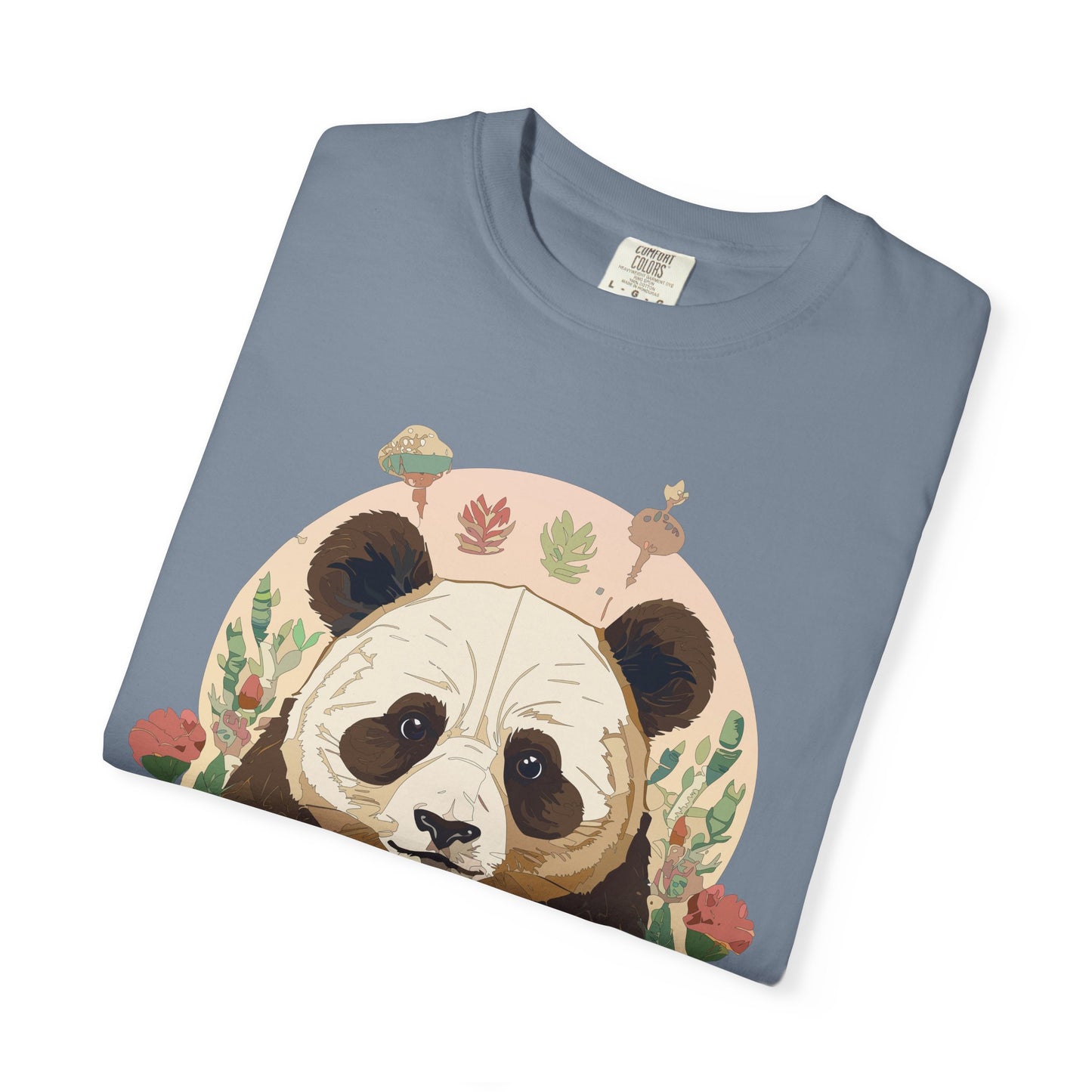 Panda Portrait T-Shirt Unisex Cotton Floral Chinese Graphic Circle Animal Art Tee p2