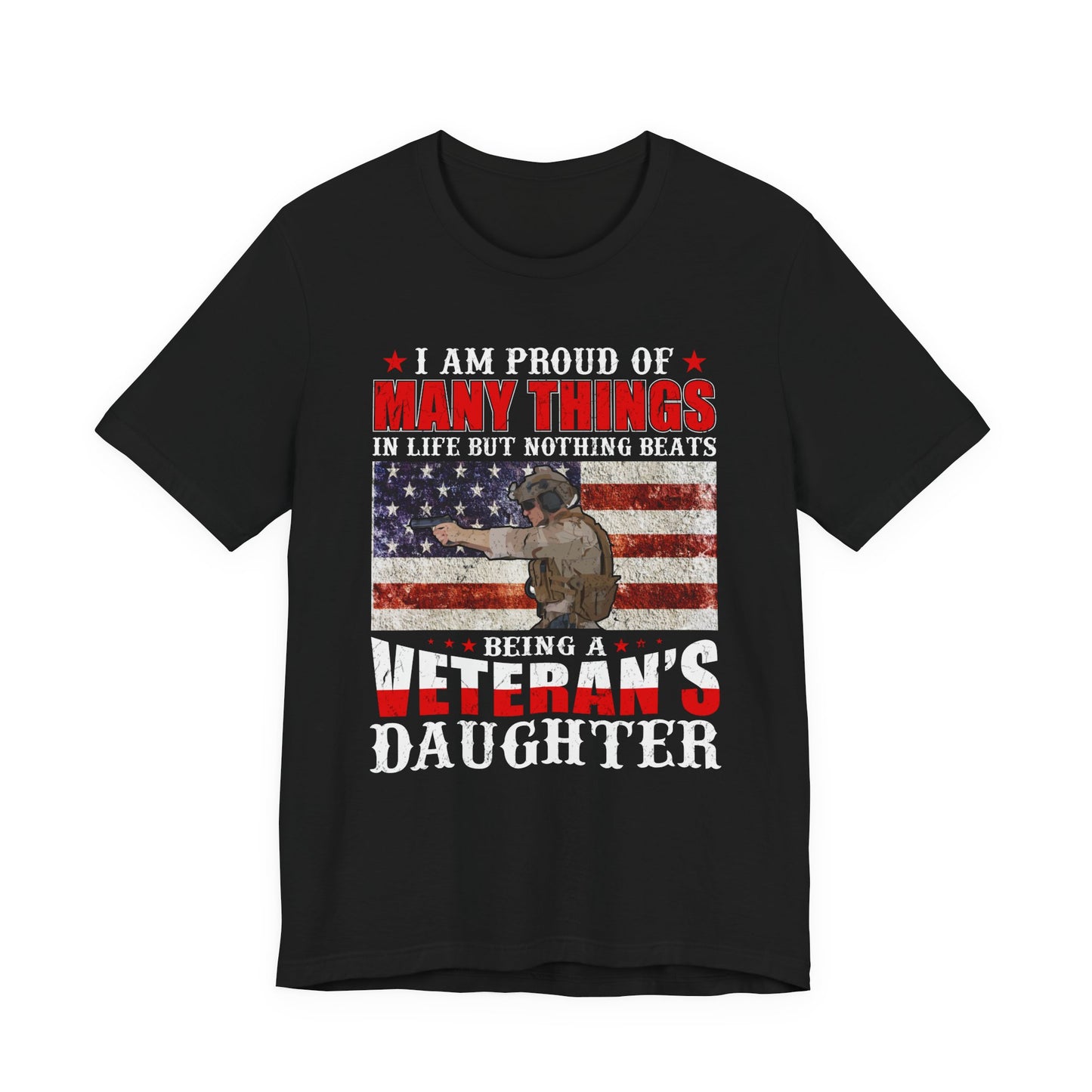 Veteran's Daughter T-Shirt American Flag Military Proud  Unisex Cotton Tee v28