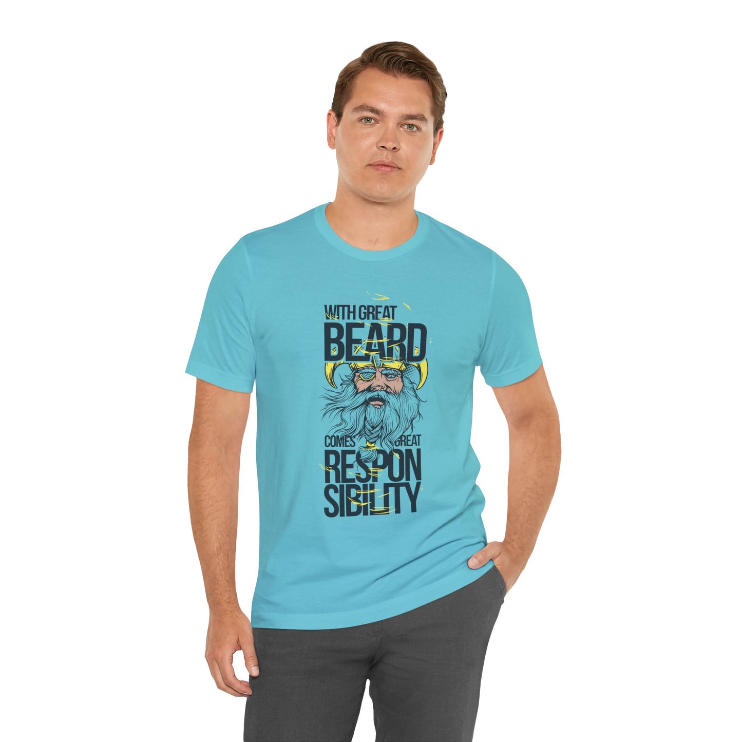 With Great Beard Comes Great Responsibility Tee Viking Beard Graphic Shirt A-2