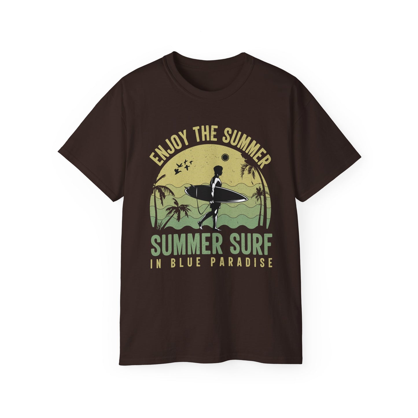 Summer Surf T-Shirt, Summer Design Shirts T-Shirt, Gildan 2000 Art Design T-Shirt, 100 Cotton T-Shirt with Art Design -SD-7