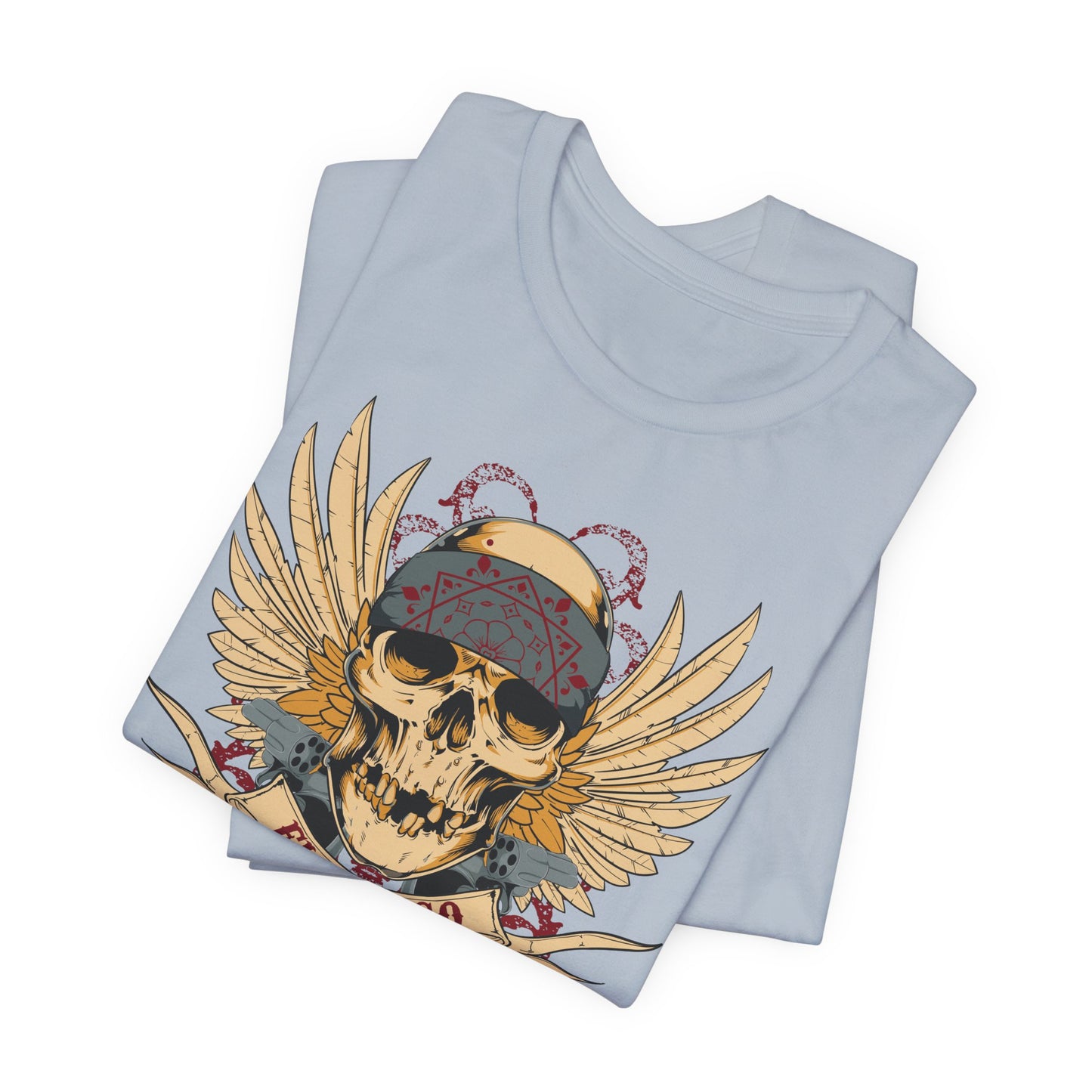 El Gringo Skull with Wings T-Shirt Vintage Tattoo Style Art-53