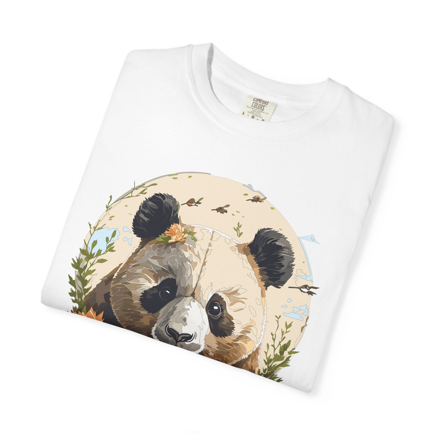 Panda Portrait T-Shirt Unisex Cotton Floral Meadow Circle Animal Art Tee p9