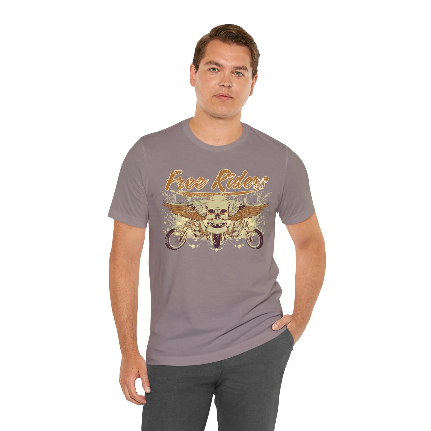 Free Riders Skull Motorcycle Tee Biker Graphic Art Design T-Shirt A-1