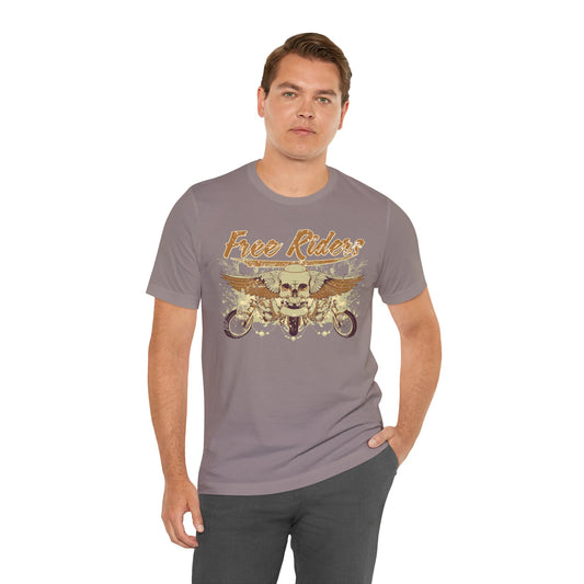 Free Riders Skull Motorcycle Tee Biker Graphic Art Design T-Shirt A-1