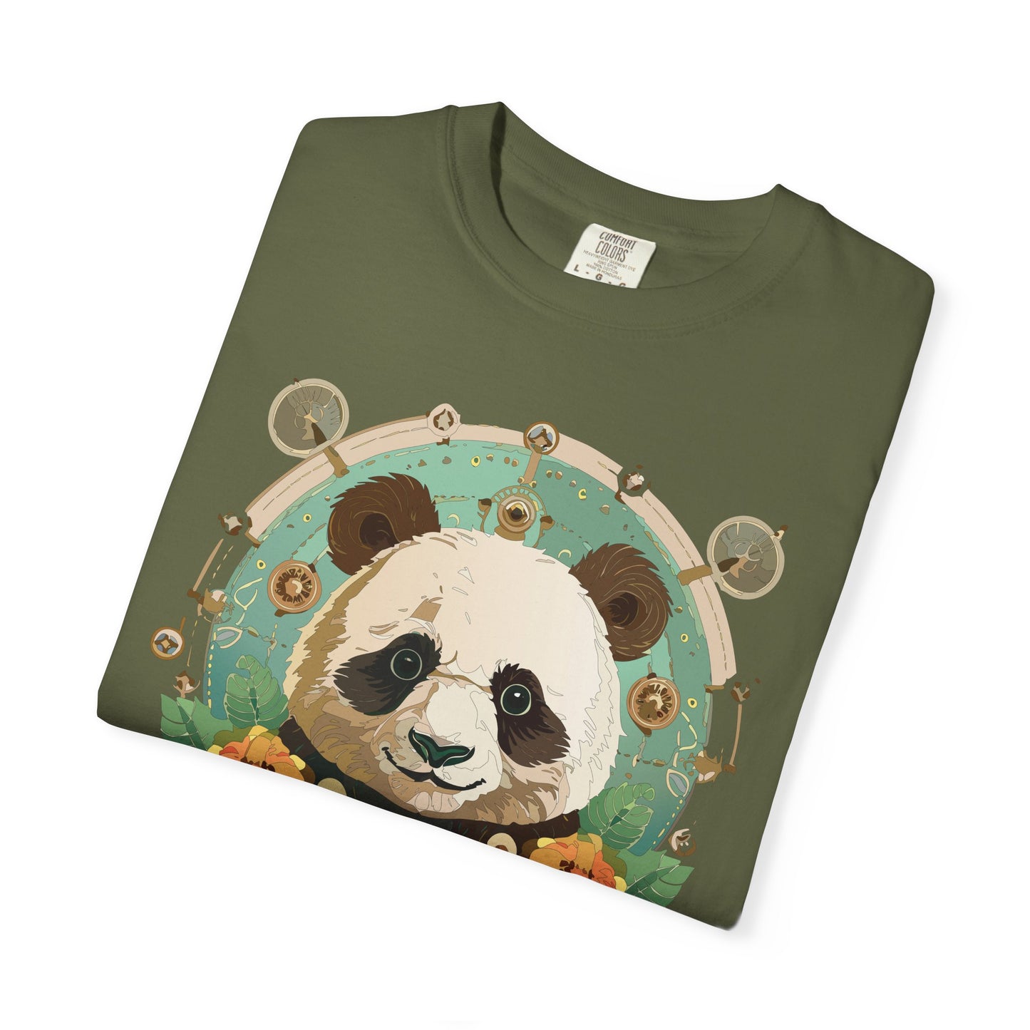 Panda Portrait T-Shirt Unisex Cotton Floral Chinese Graphic Circle Animal Art Tee p3