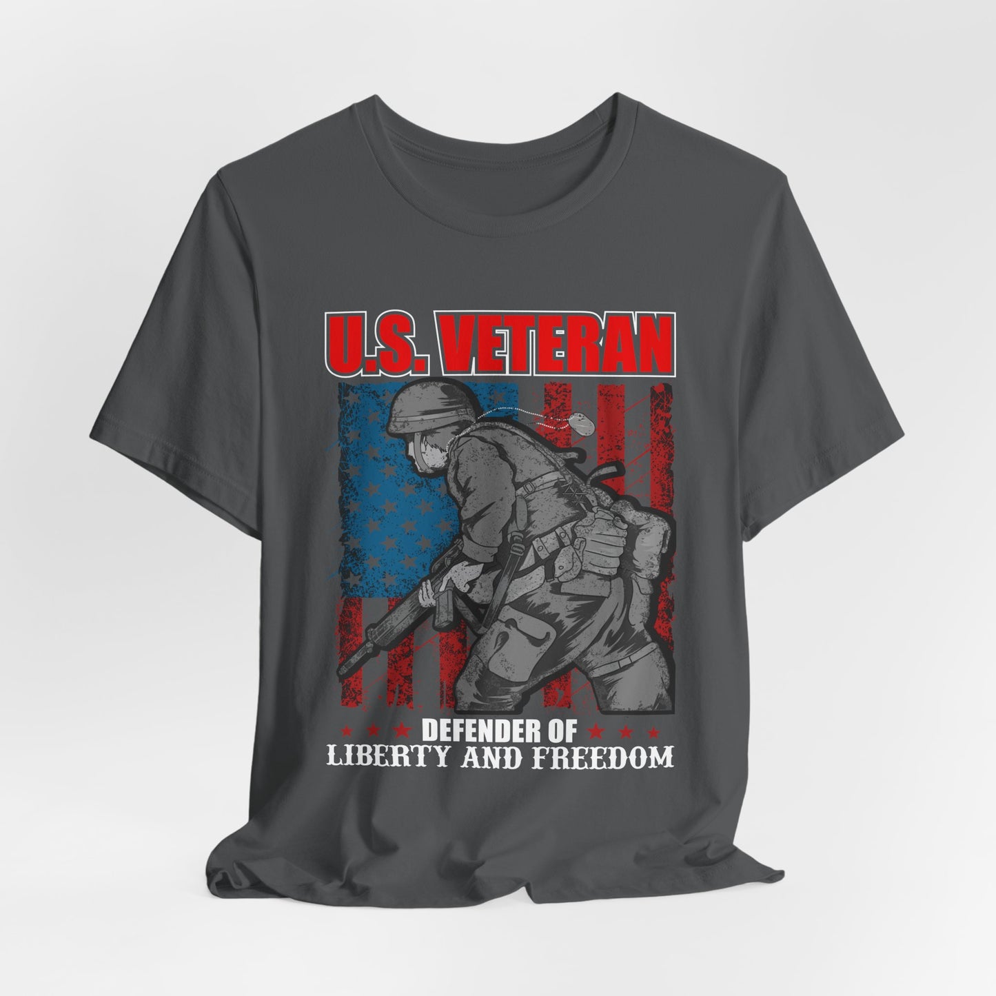 U.S. Veteran Soldier Illustration Tee Defender of Liberty and Freedom Unisex Cotton v31