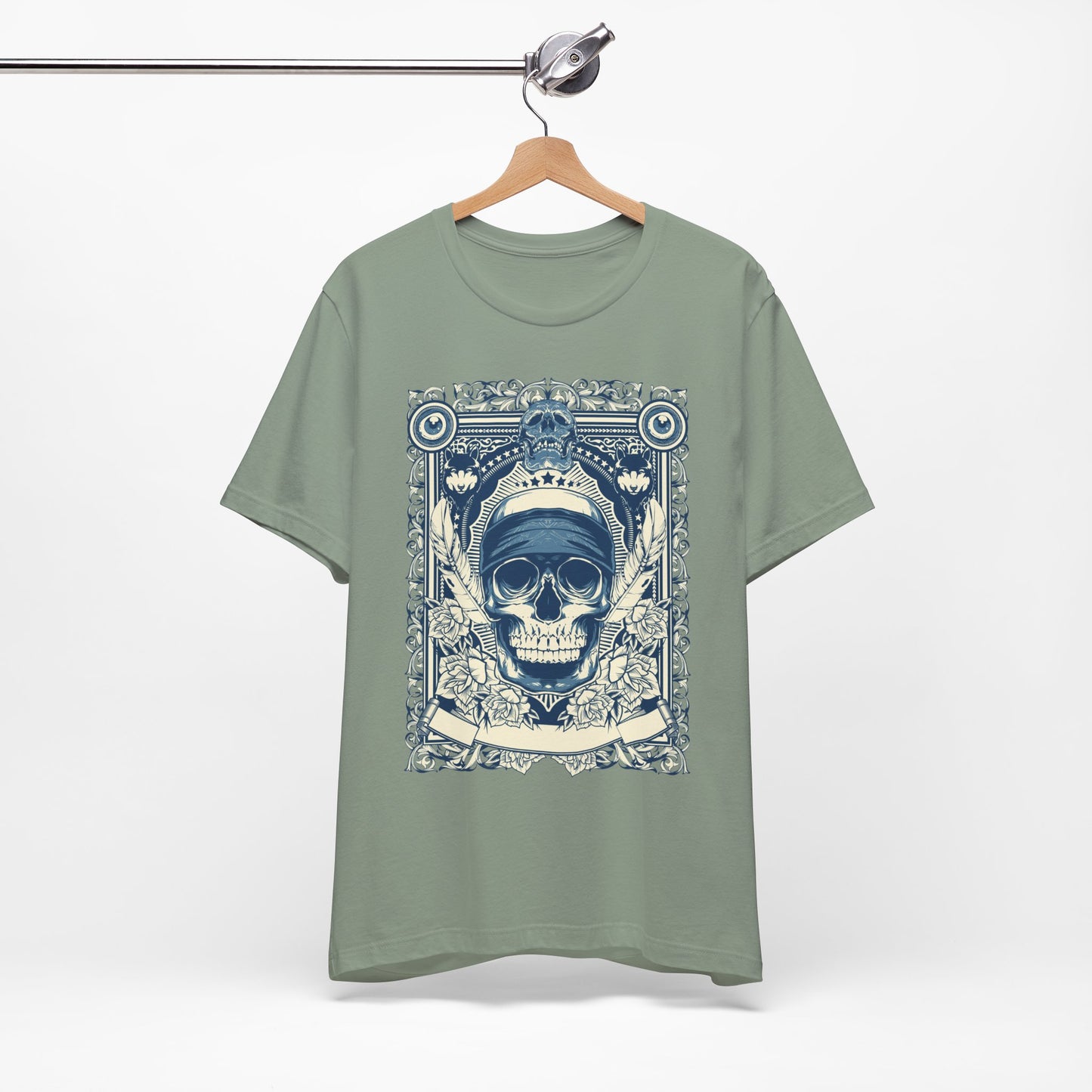 Skull Crown Graphic Tee Vintage Ornate Skull Illustration Rock Band T-Shirt