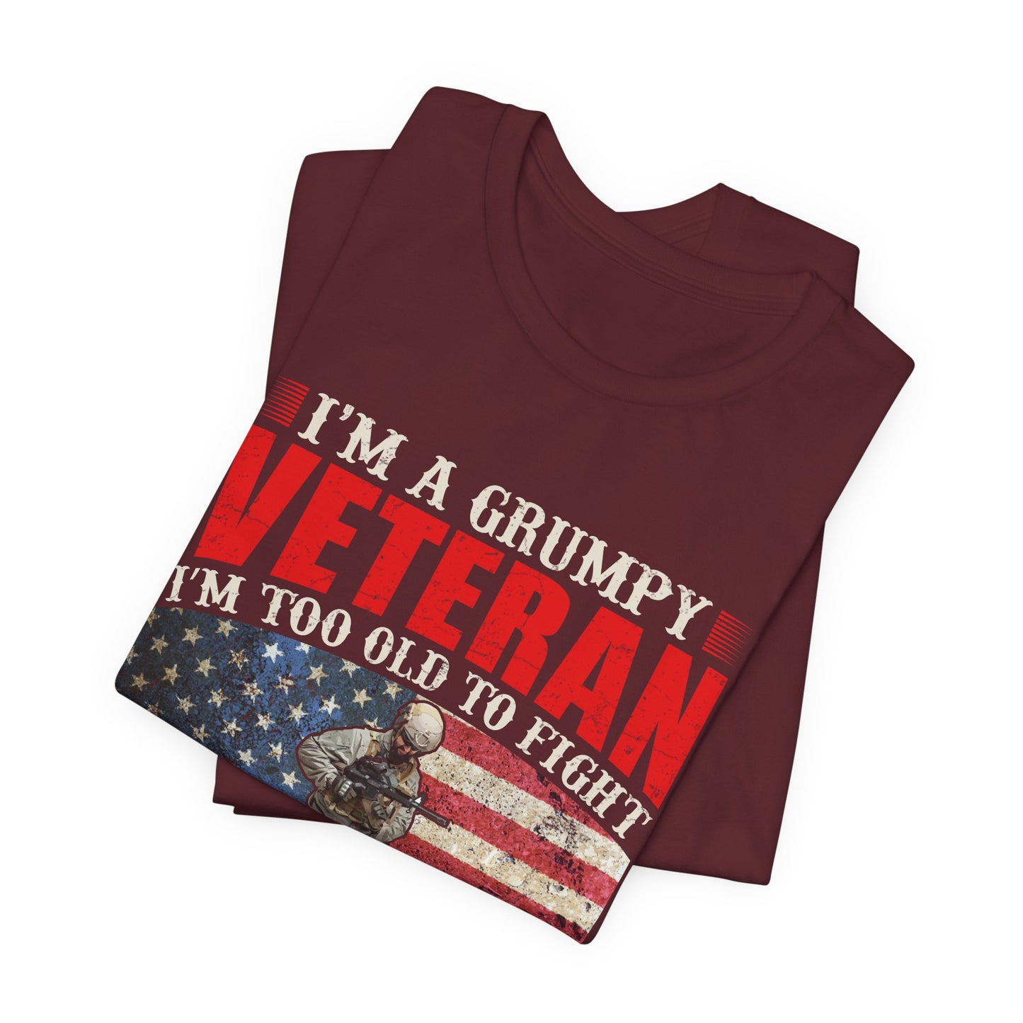 Grumpy Veteran Flag graphic Tee Veteran Patriotic Unisex Cotton Shirt v38