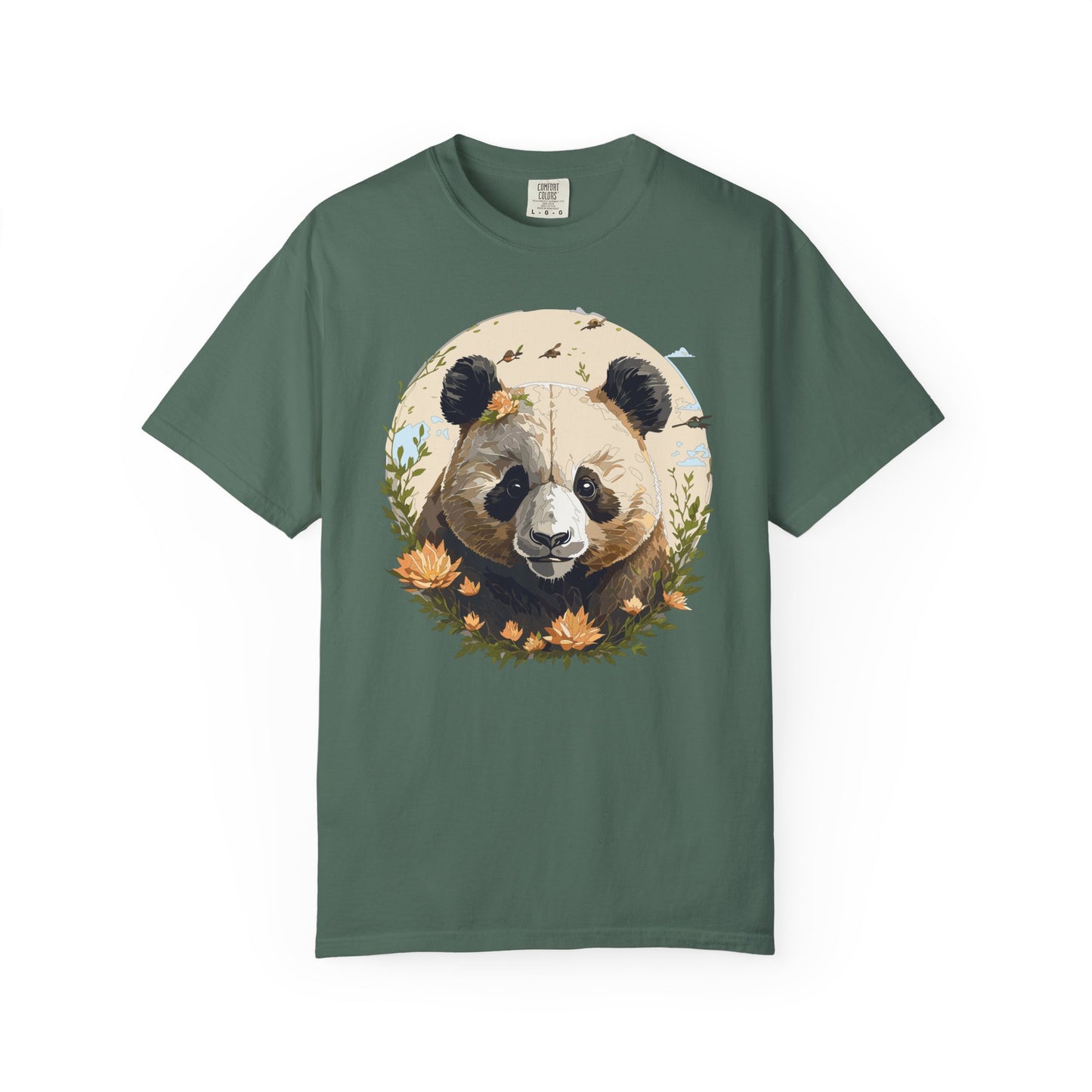 Panda Portrait T-Shirt Unisex Cotton Floral Meadow Circle Animal Art Tee p9