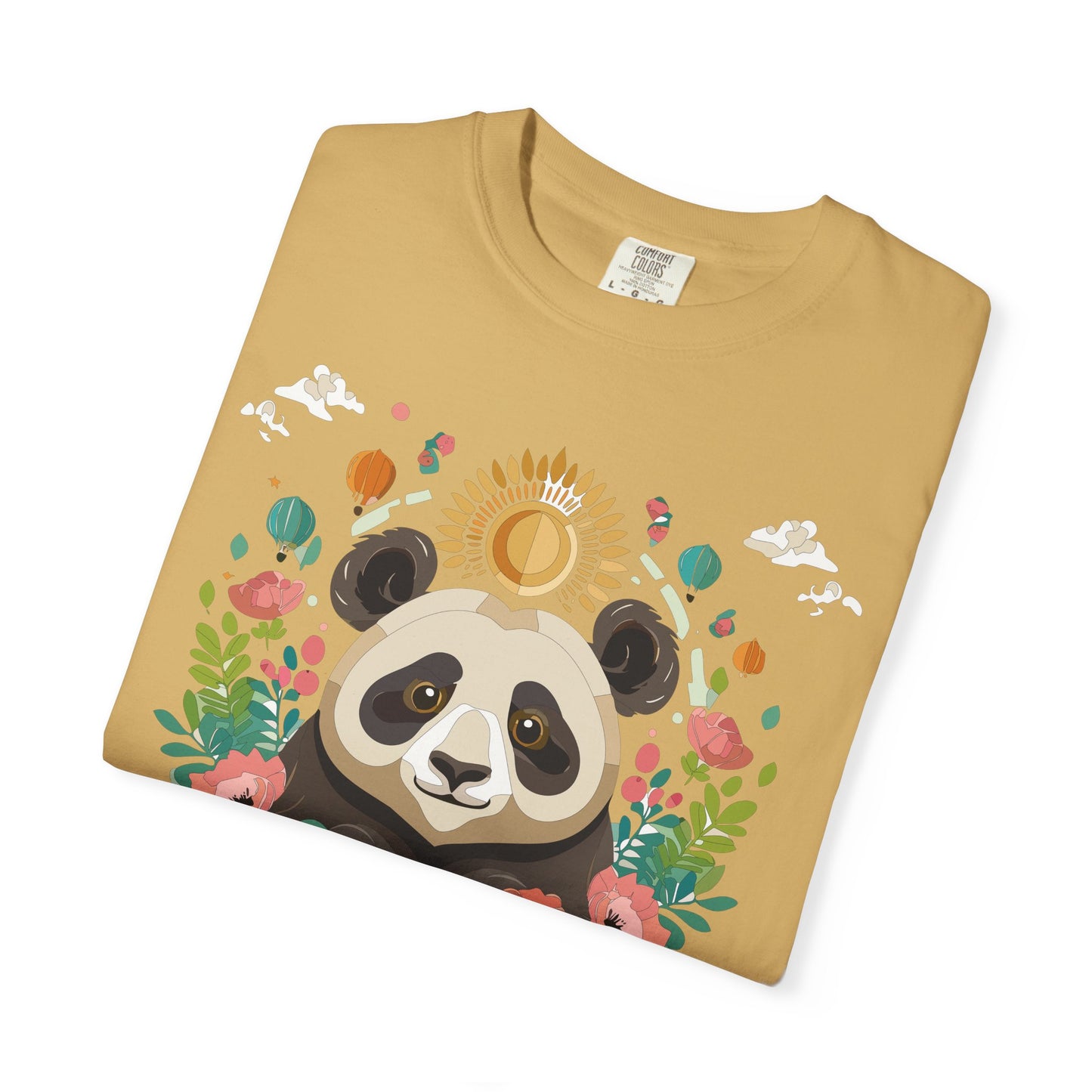 Panda Portrait T-Shirt Unisex Cotton Floral Chinese Graphic Circle Animal Art Tee p4