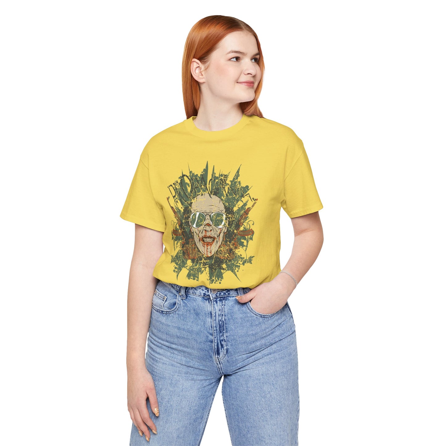 Retro Skull Floral Graphic Design Unisex Cotton T-Shirt G-2