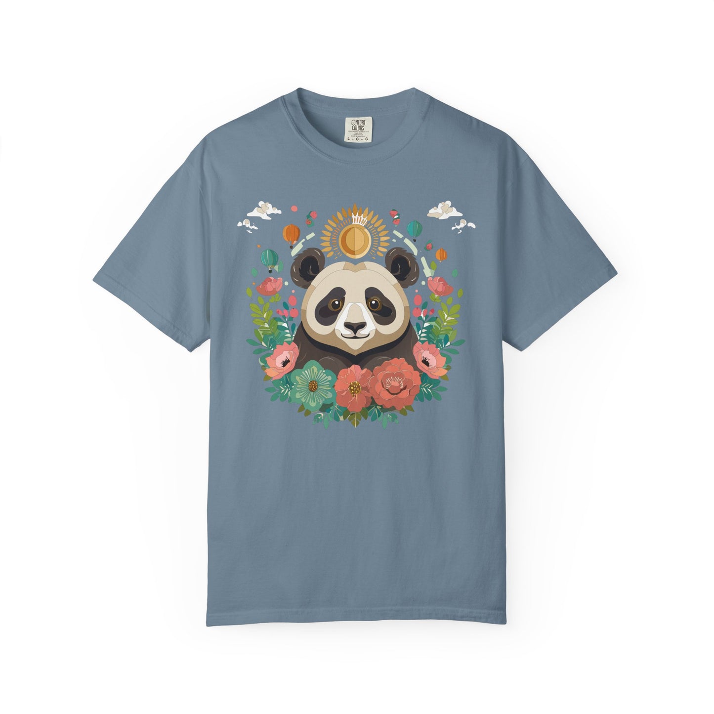Panda Portrait T-Shirt Unisex Cotton Floral Chinese Graphic Circle Animal Art Tee p4