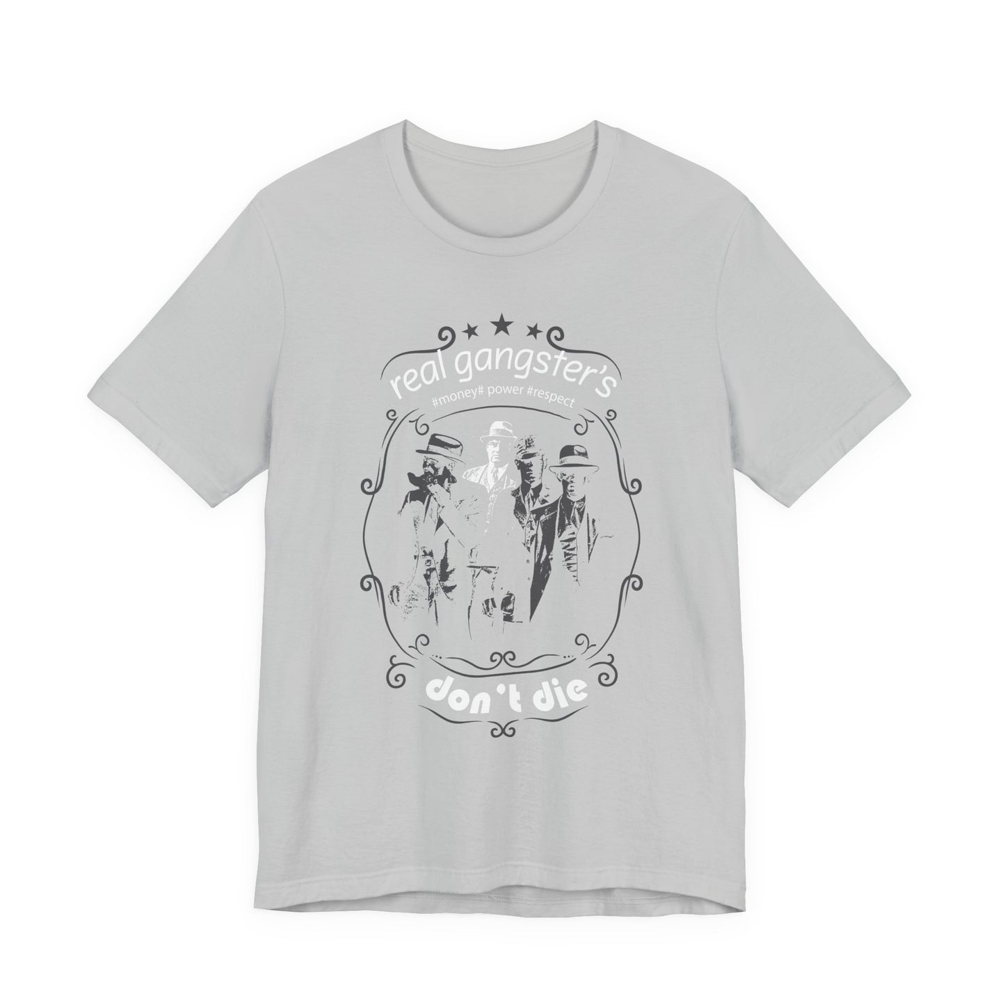 Real Gangsters Don't Die T-Shirt Vintage Outlaw Illustration Retro Biker Tee A-3