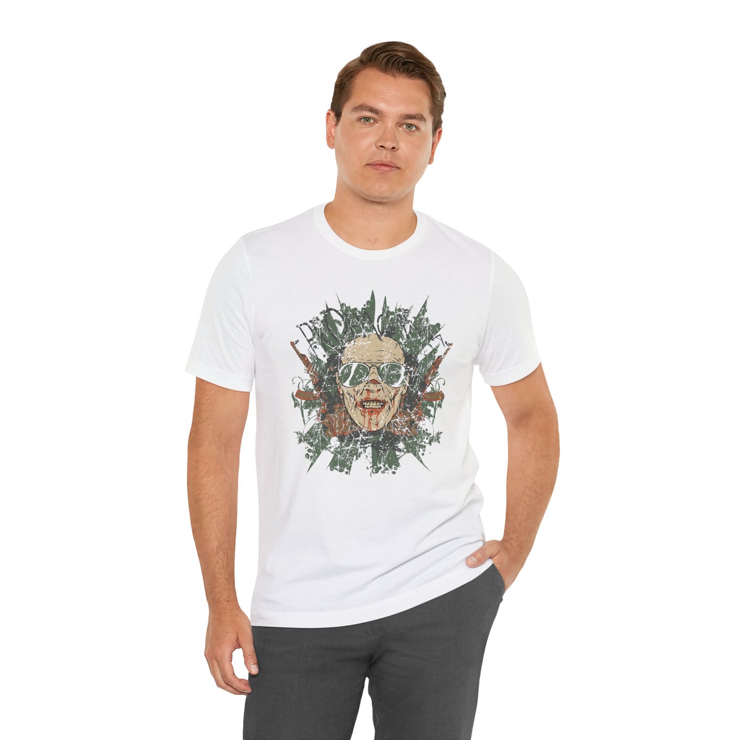 Retro Skull Floral Graphic Design Unisex Cotton T-Shirt G-2