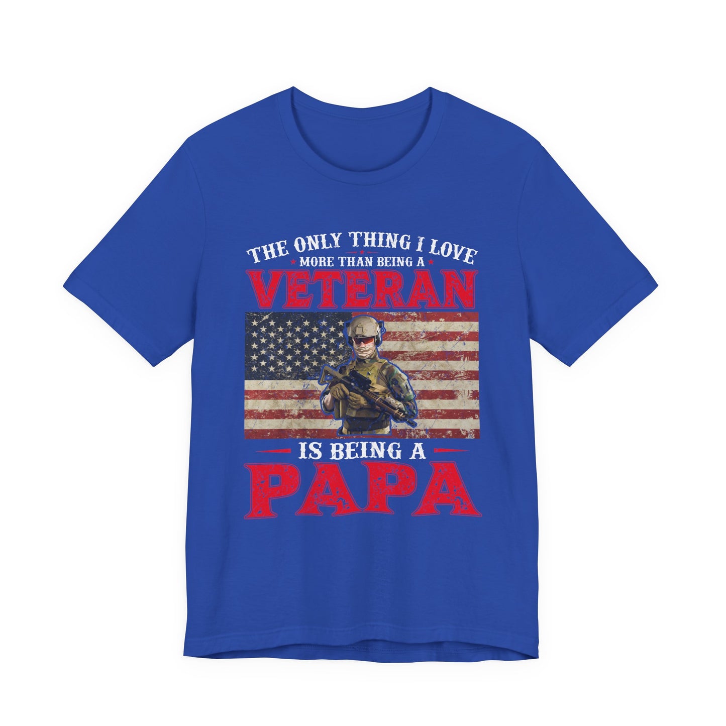 Veteran with American Flag Papa T-Shirt Military Grandpa Unisex Cotton Tee v30