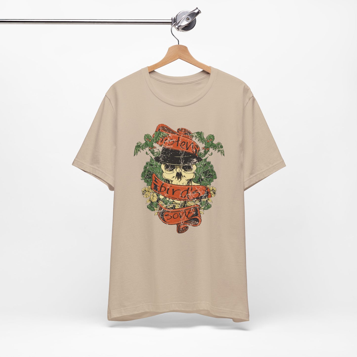 Skull Floral Tattoo Style Graphic Design Unisex Cotton T-Shirt Art-38