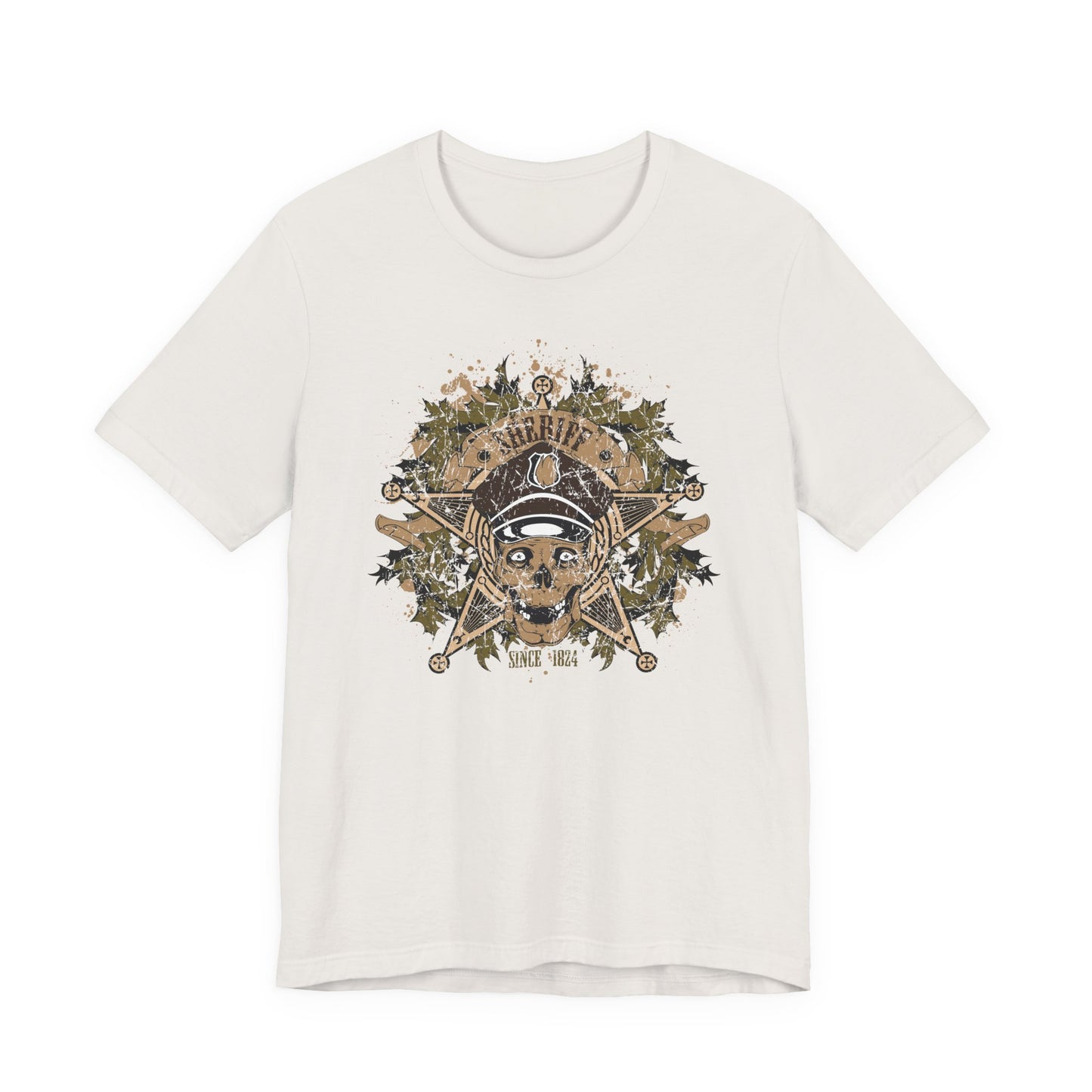 Skull Floral Emblem Graphic Unisex Cotton Tee Art-45