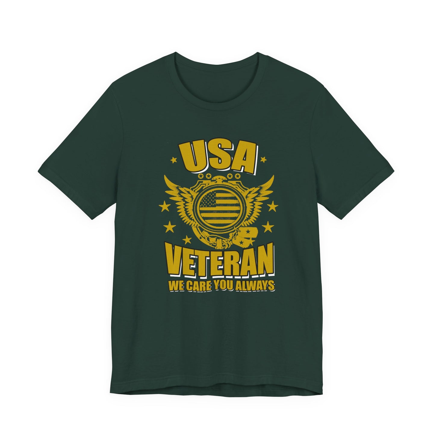 USA Veteran T-Shirt Military Emblem Winged Badge Stars Unisex Cotton v59