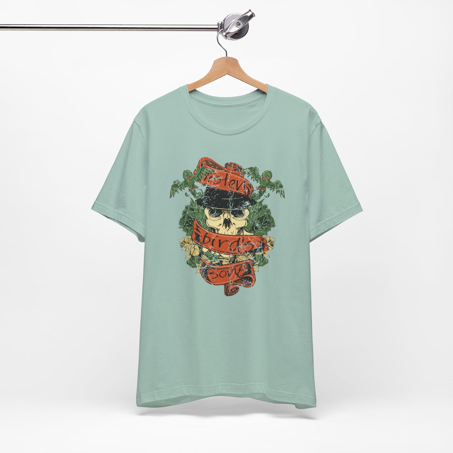 Skull Floral Tattoo Style Graphic Design Unisex Cotton T-Shirt Art-38